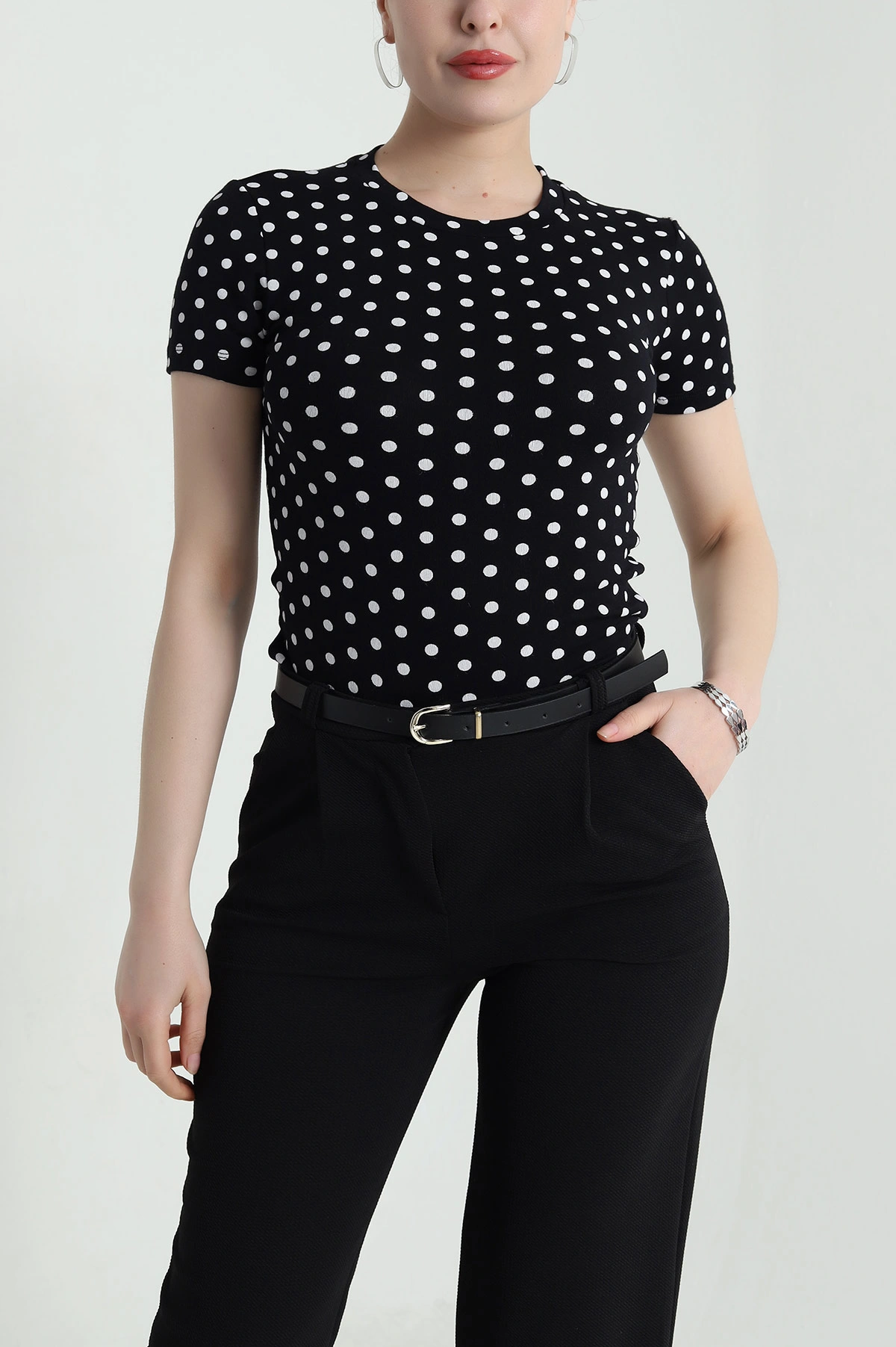 Siyah Puantiyeli Buzzy Kadın Bluz 460750