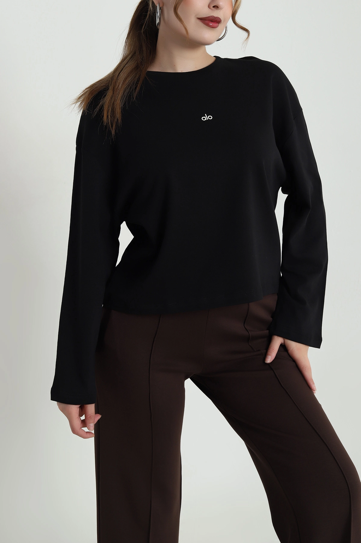 Siyah Rahat Kalıp Kadın Body Bluz 483591