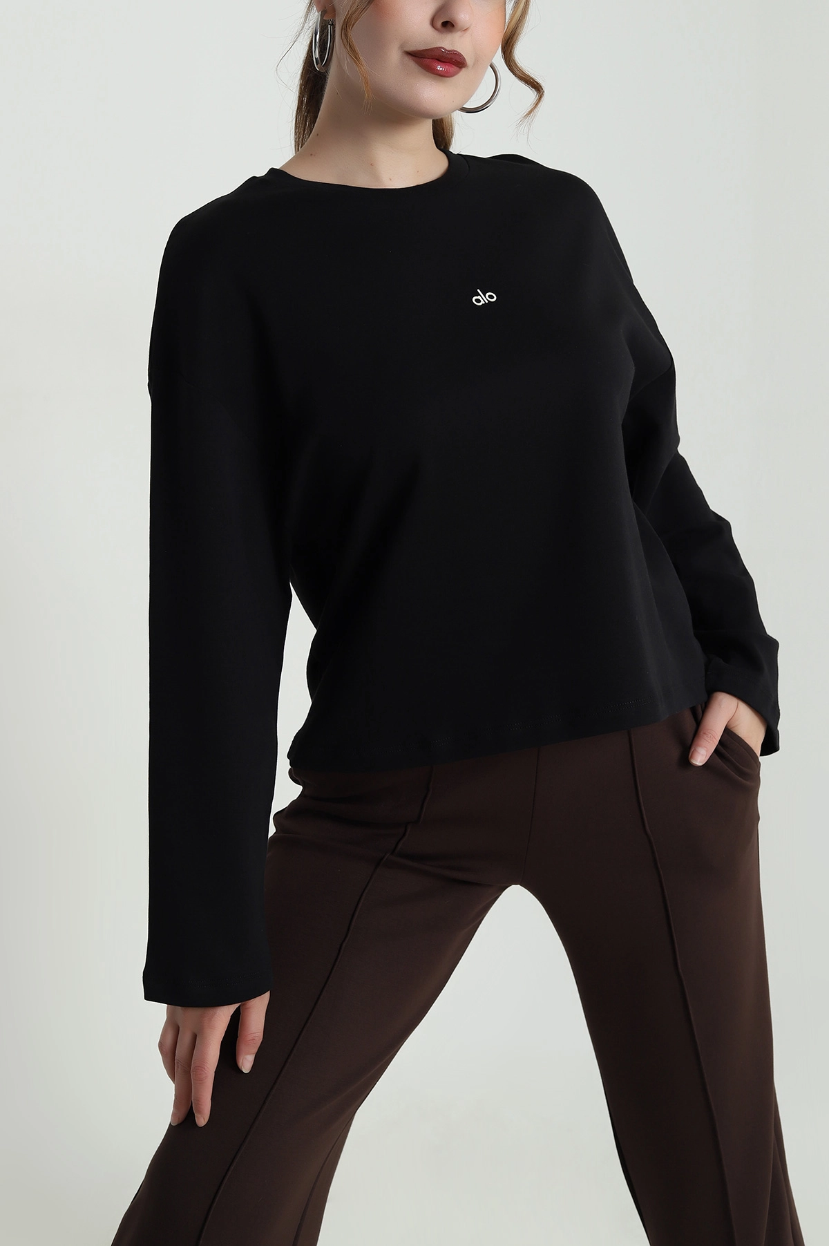 Siyah Rahat Kalıp Kadın Body Bluz 483591