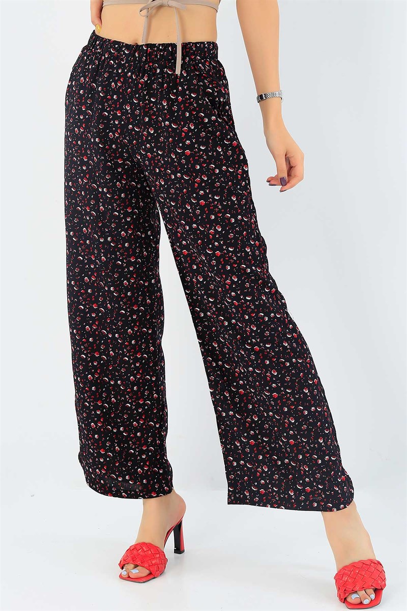 Siyah Rahat Kesim Viskon Pantolon 37766