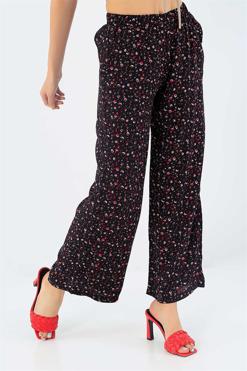 Siyah Rahat Kesim Viskon Pantolon 37766