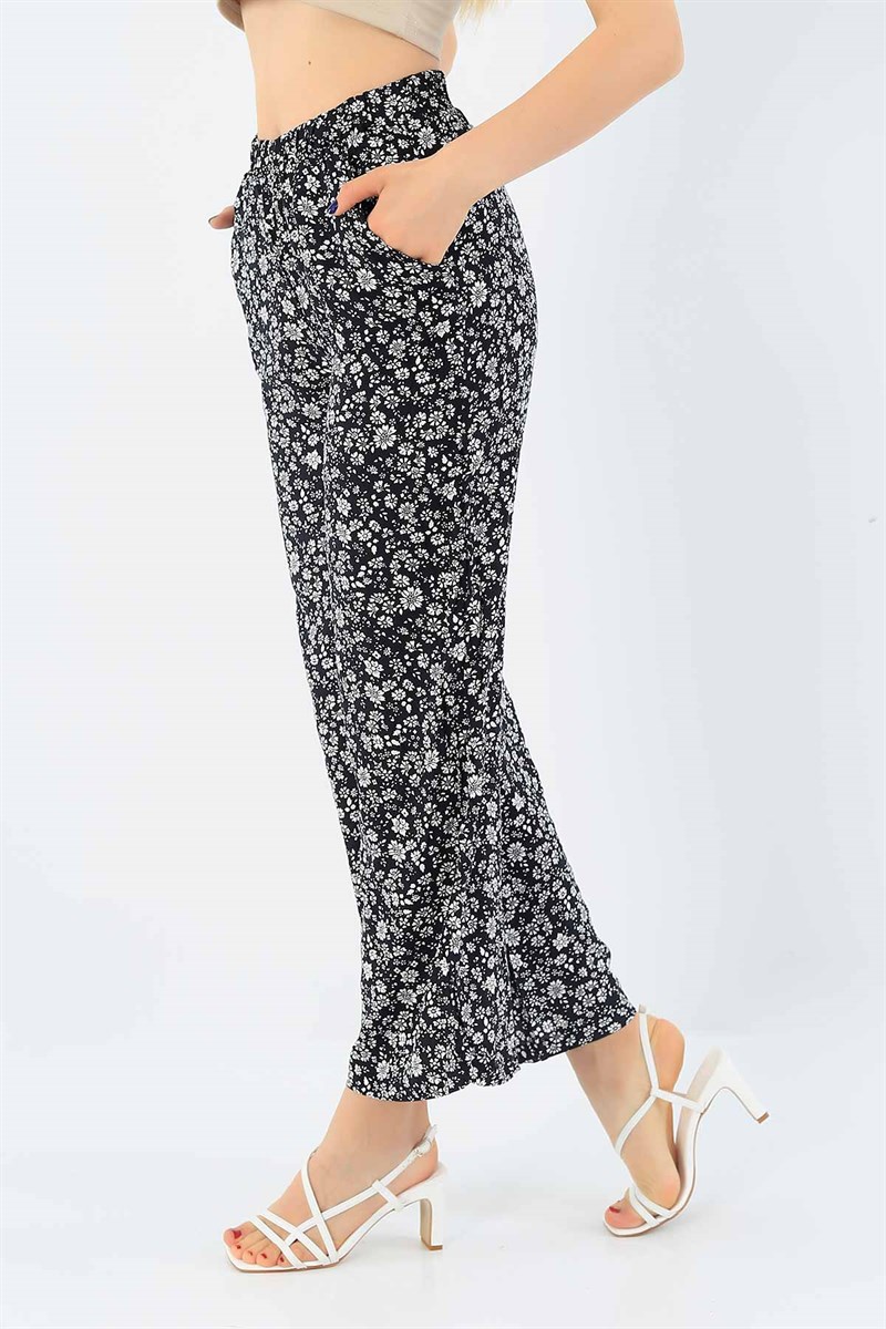 Siyah Rahat Kesim Viskon Pantolon 37767