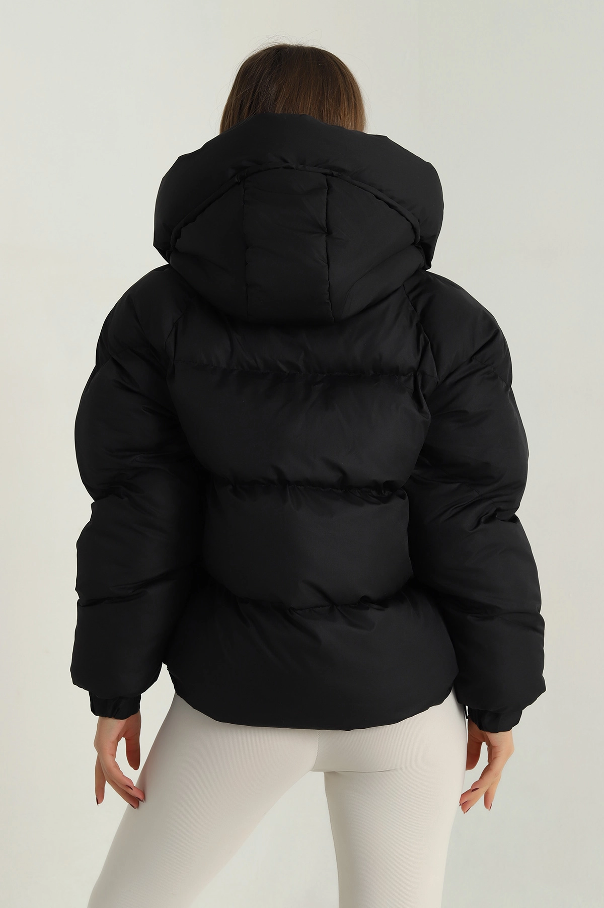 Siyah Reglan Kol Detay Şişme Kadın Mont 396592