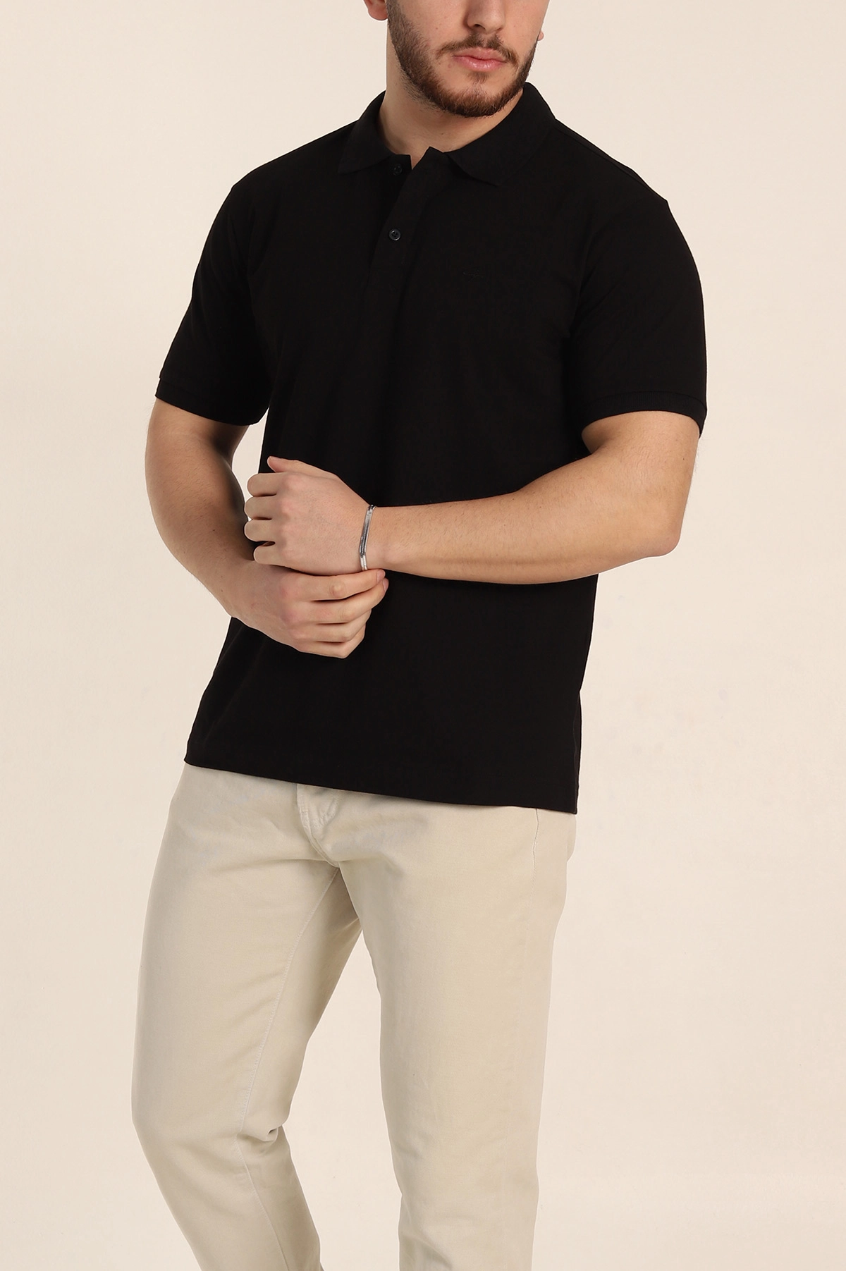 Siyah Regular Fit Basic Polo Yaka Erkek Tişört 342460