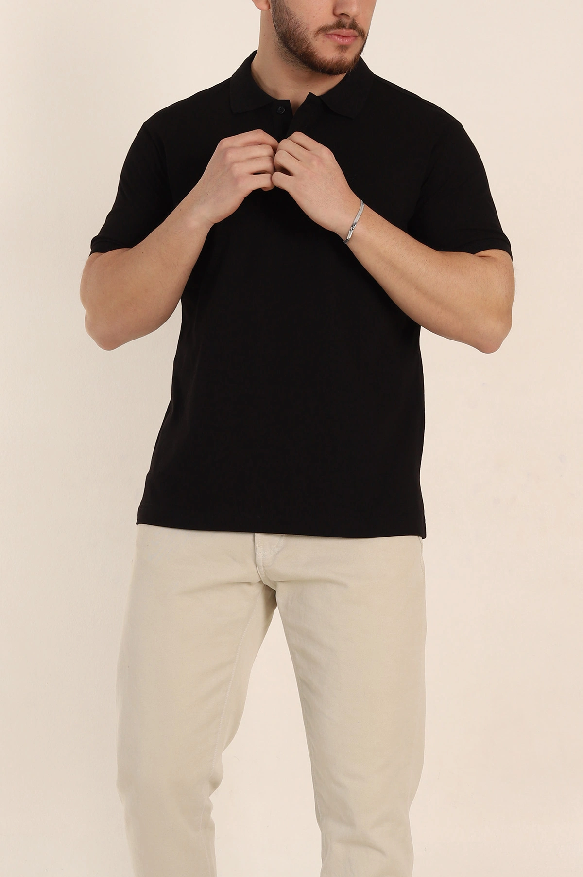 Siyah Regular Fit Basic Polo Yaka Erkek Tişört 342460