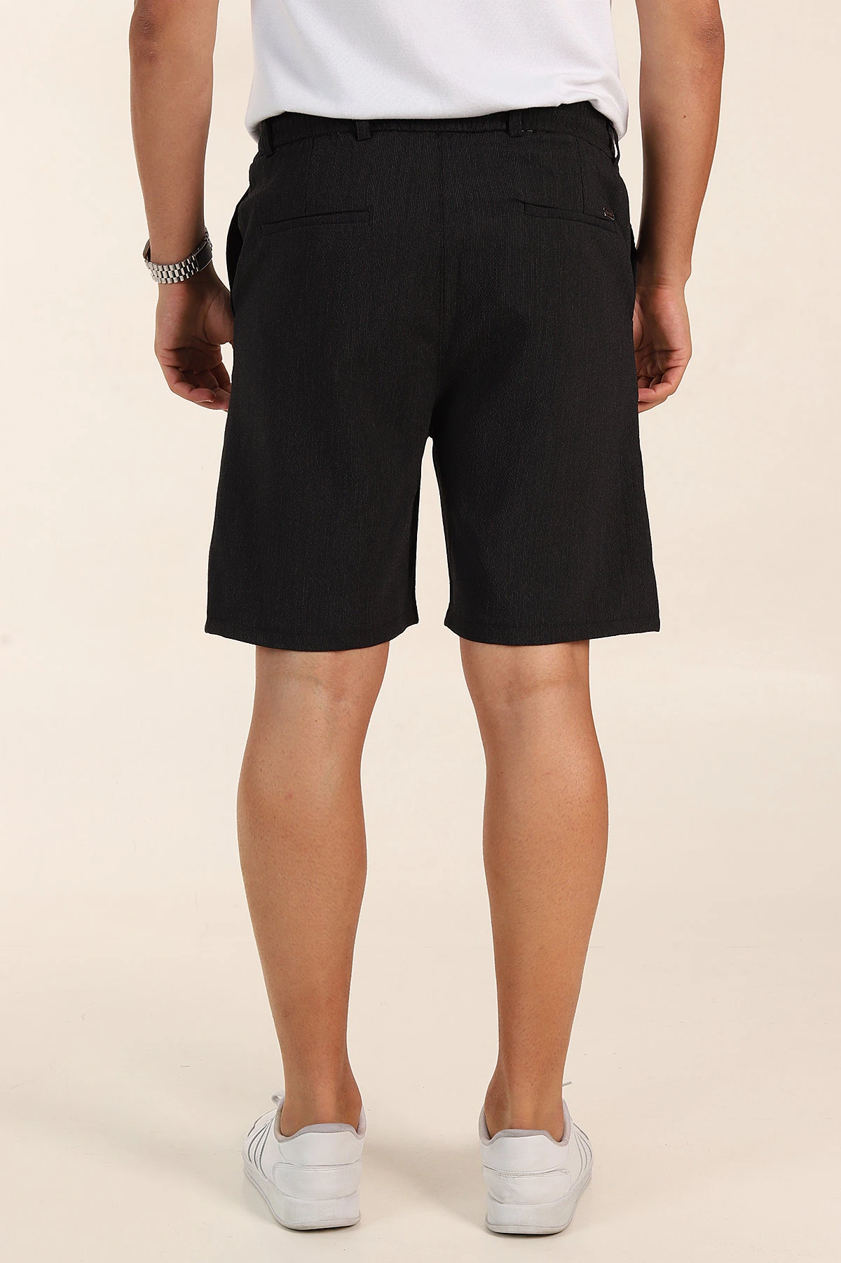Siyah Regular Fit Bel Lastikli Erkek Şort 385202