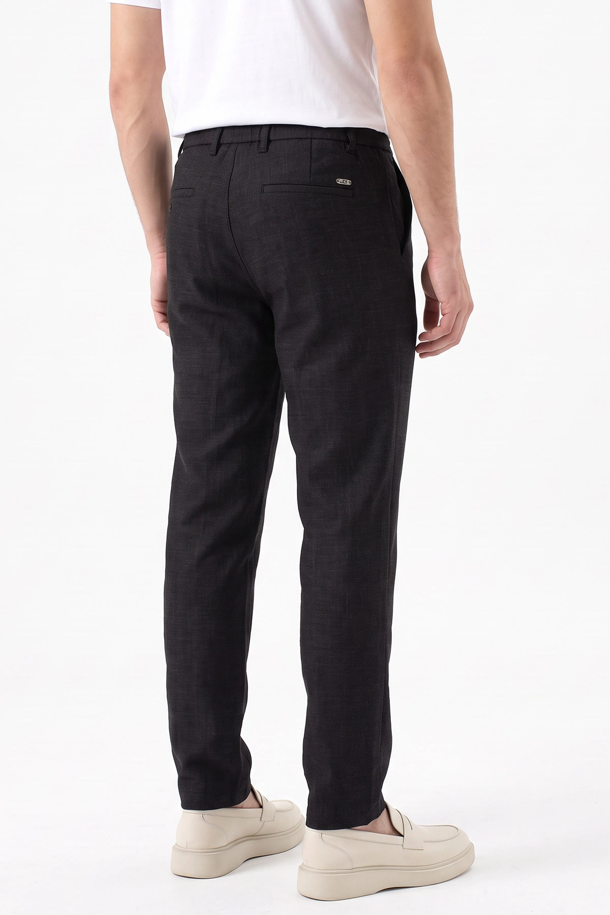 Siyah Regular Fit Belden Bağlamalı Erkek Pantolon 493175