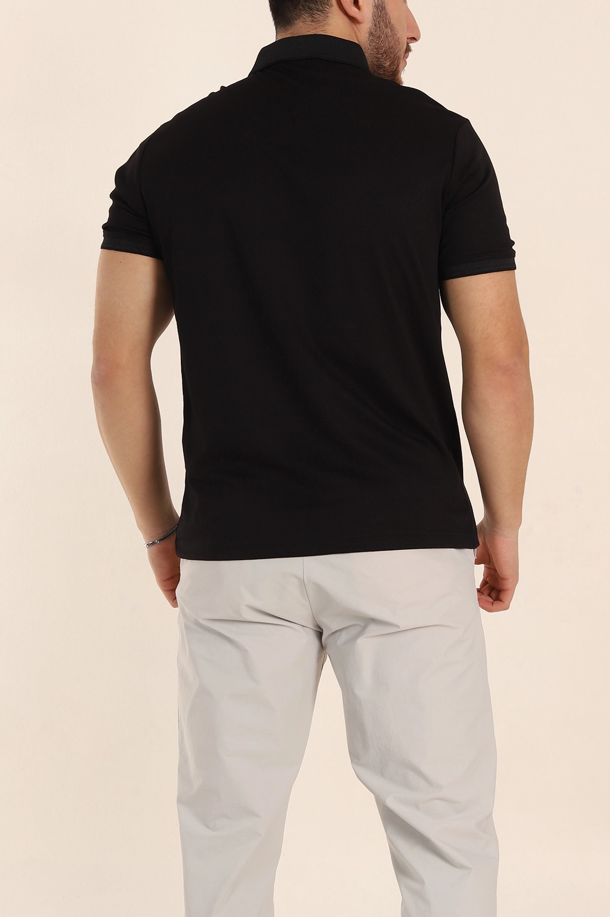 Siyah Regular Fit Çıt Çıt Düğmeli Polo Yaka Erkek Tişört 338437