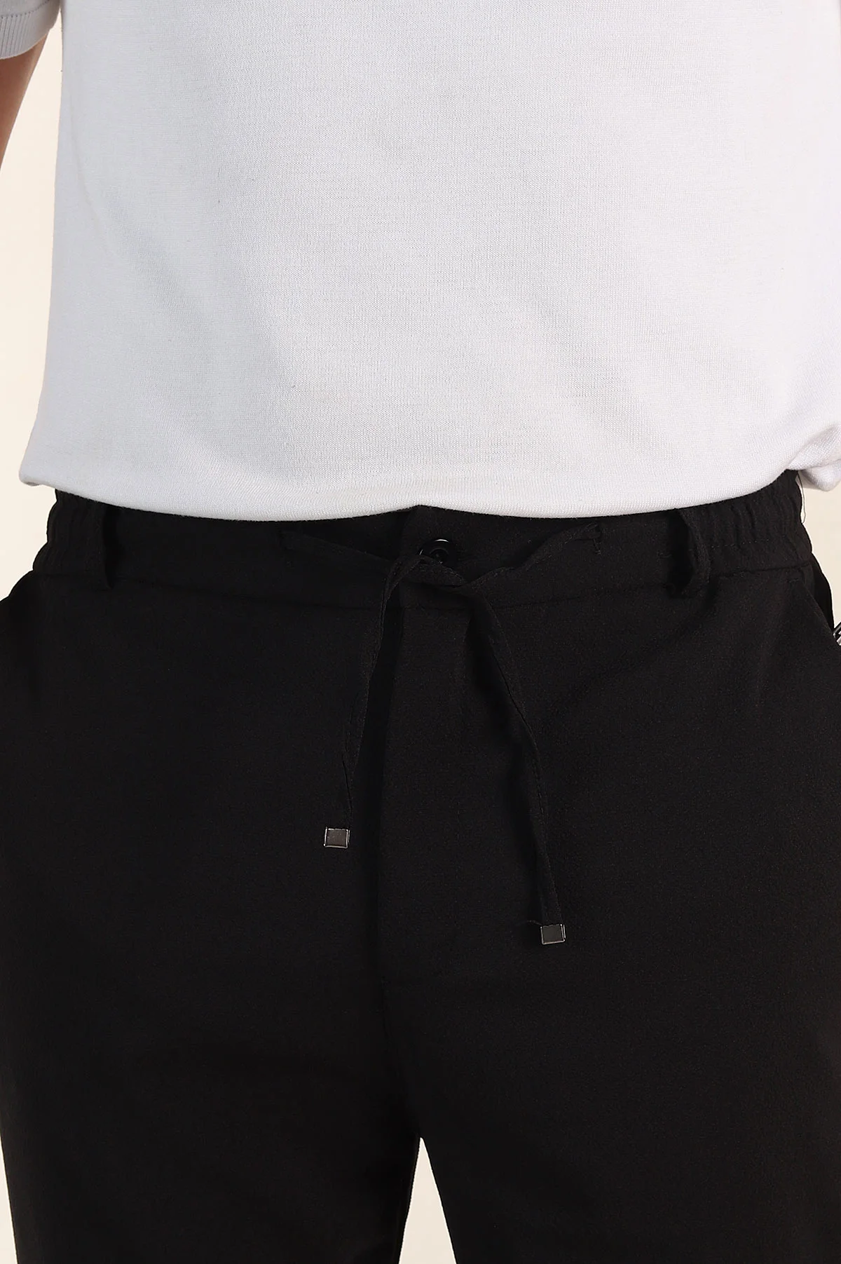 Siyah Regular Fit Dokulu Bel Lastikli Erkek Pantolon 382282