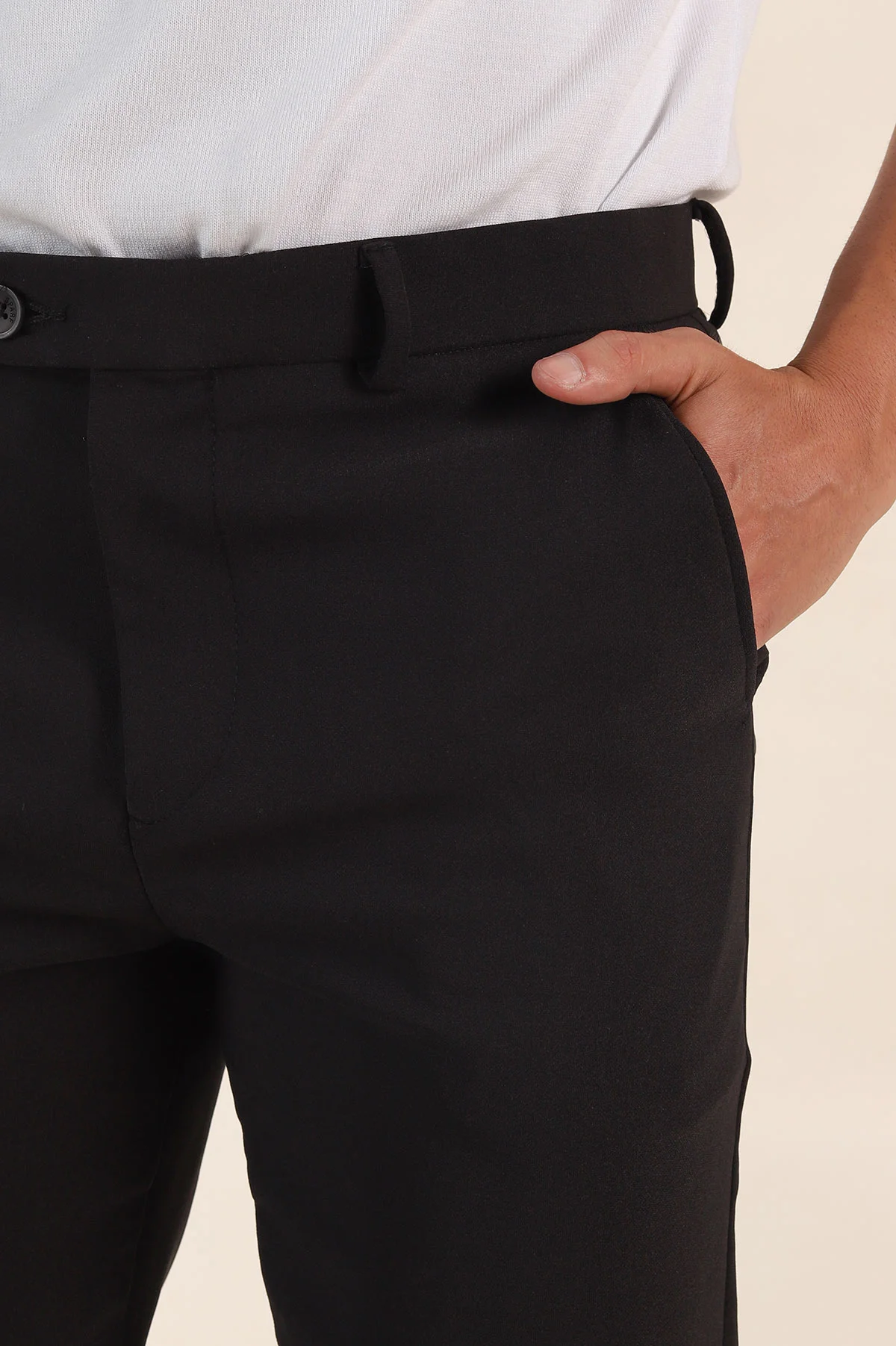 Siyah Regular Fit Duble Kumaş Duble Paça Bel Arkası Lastikli Erkek Pantolon 368370
