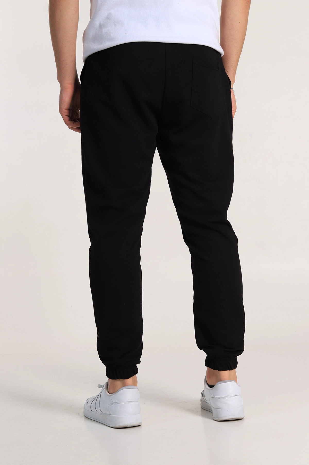 Siyah Regular Fit İki İp Paça Lastikli Erkek Eşofman Altı 338275