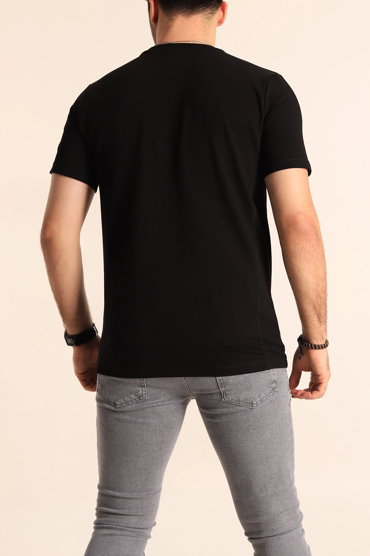 Siyah Regular Fit Yazı Detay Erkek Tişört 252180