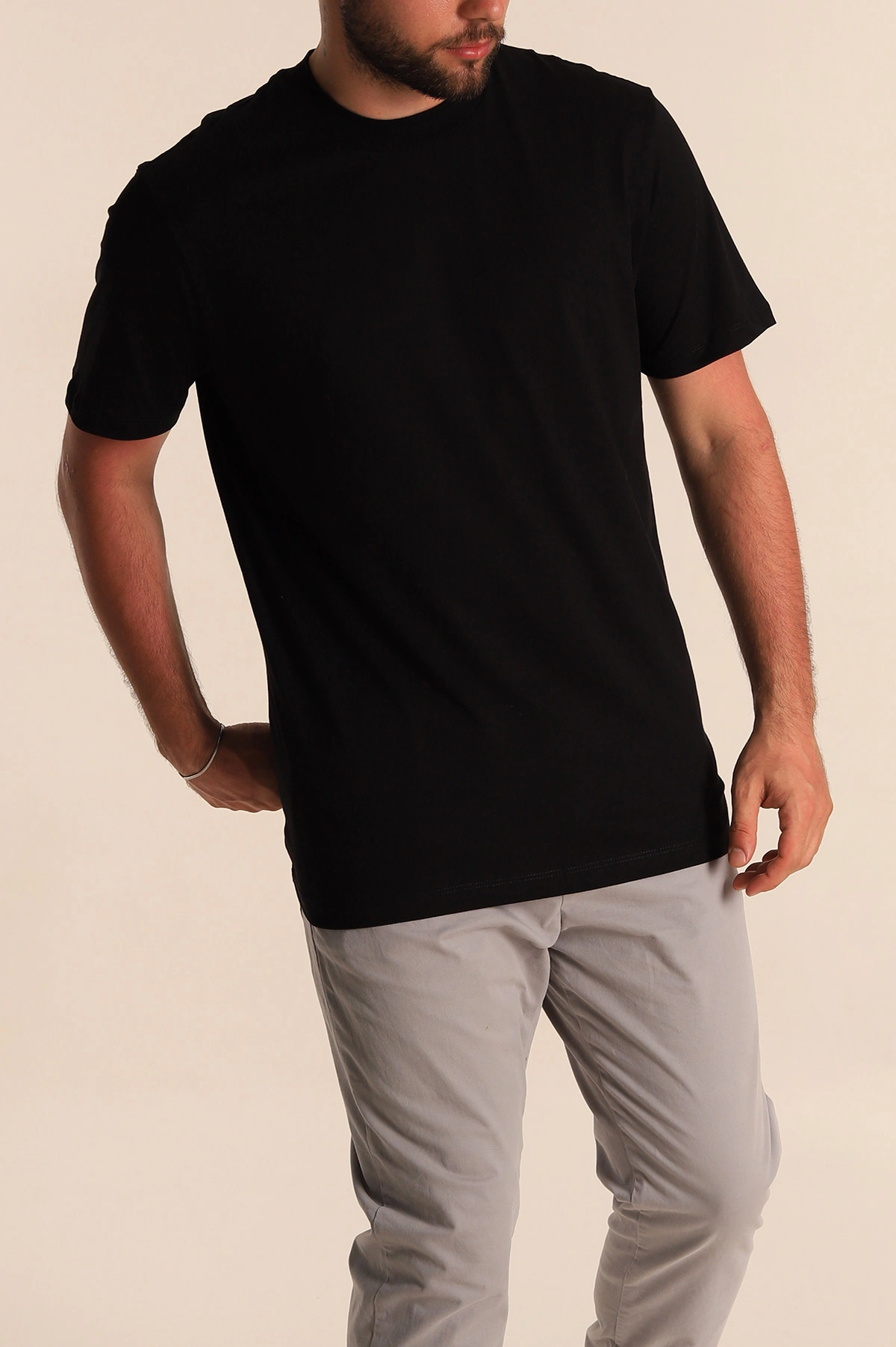 Siyah Relaxed Fit Basic Erkek Tişört 279891
