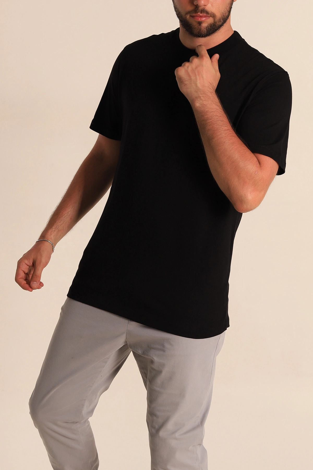 Siyah Relaxed Fit Basic Erkek Tişört 279891