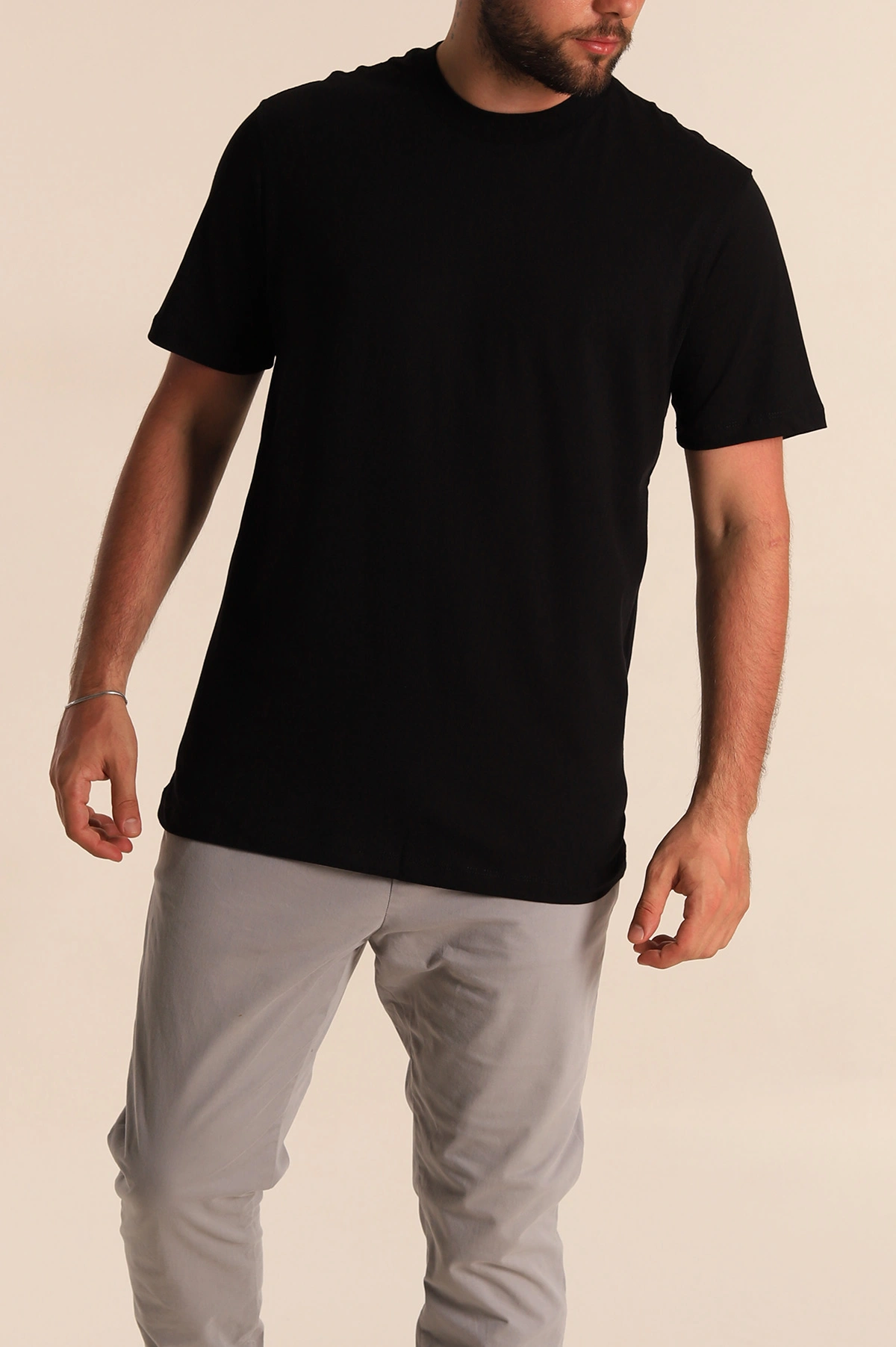 Siyah Relaxed Fit Basic Erkek Tişört 279891