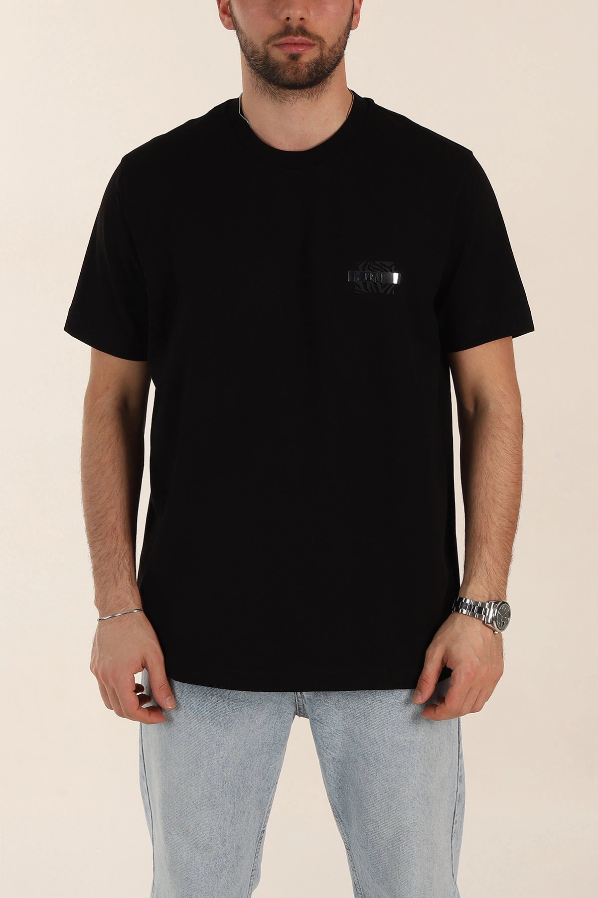 Siyah Relaxed Fit Baskılı Yazı Detaylı Erkek Tişört 358544