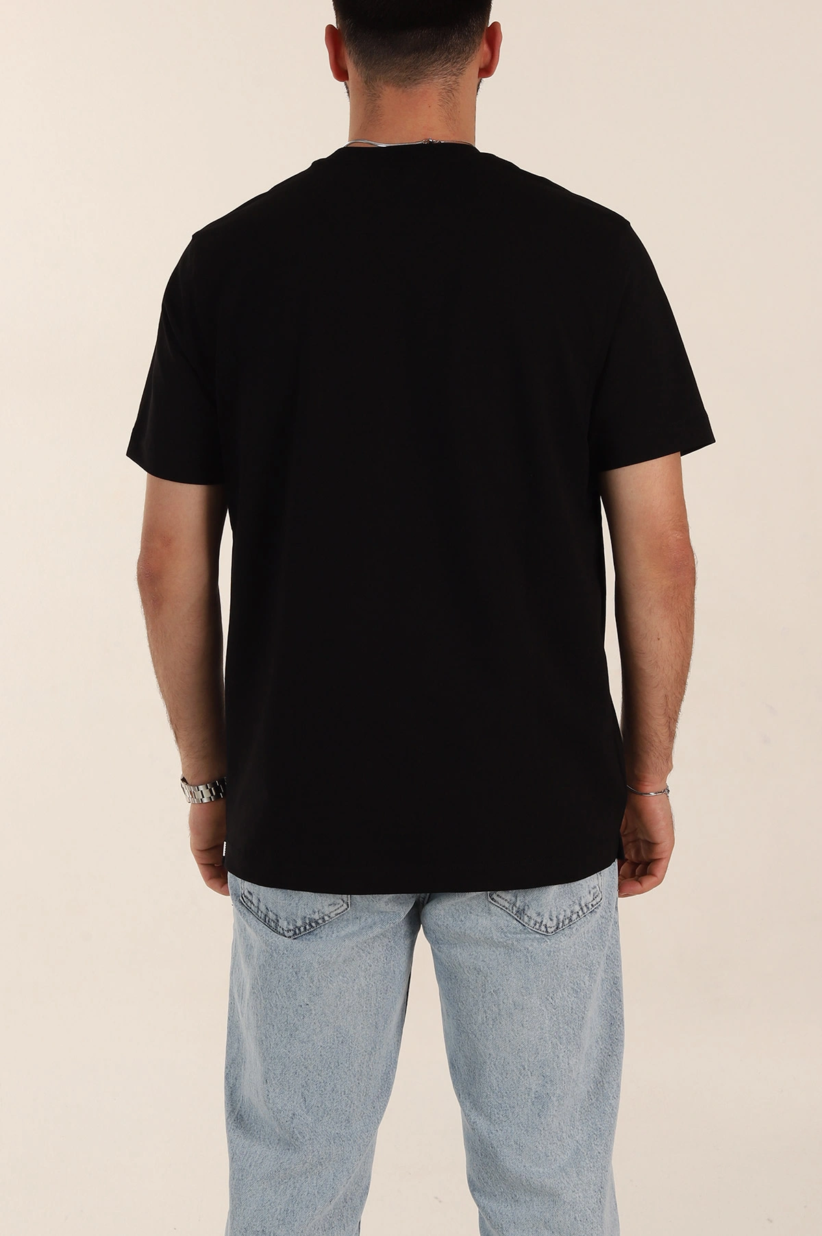 Siyah Relaxed Fit Baskılı Yazı Detaylı Erkek Tişört 358544