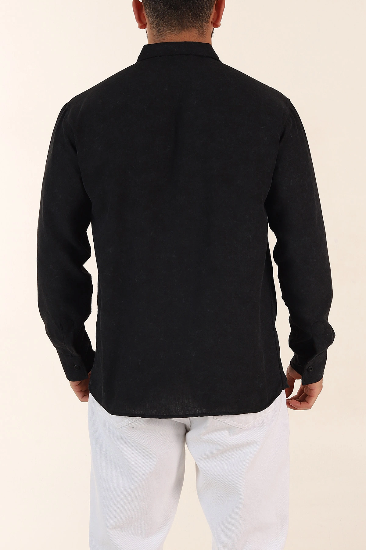 Siyah Relaxed Fit Desenli Uzun Kollu Erkek Gömlek 369751
