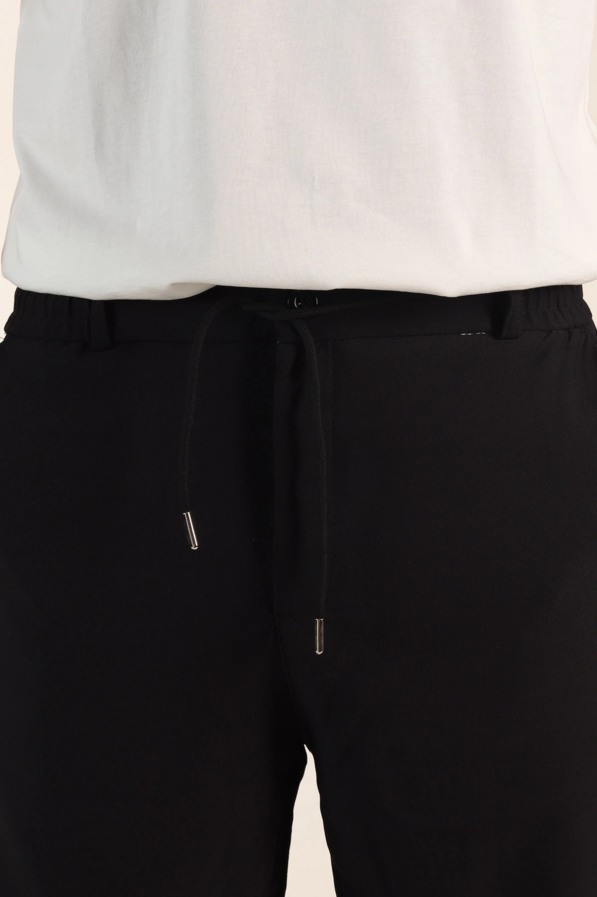 Siyah Relaxed Fit Double Kumaş Duble Paça Erkek Şort 382253