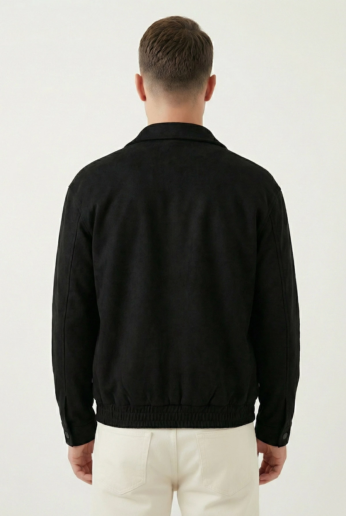 Siyah Relaxed Fit Fitilli Dokulu İçi Astarlı Bel Lastikli Erkek Ceket 418934