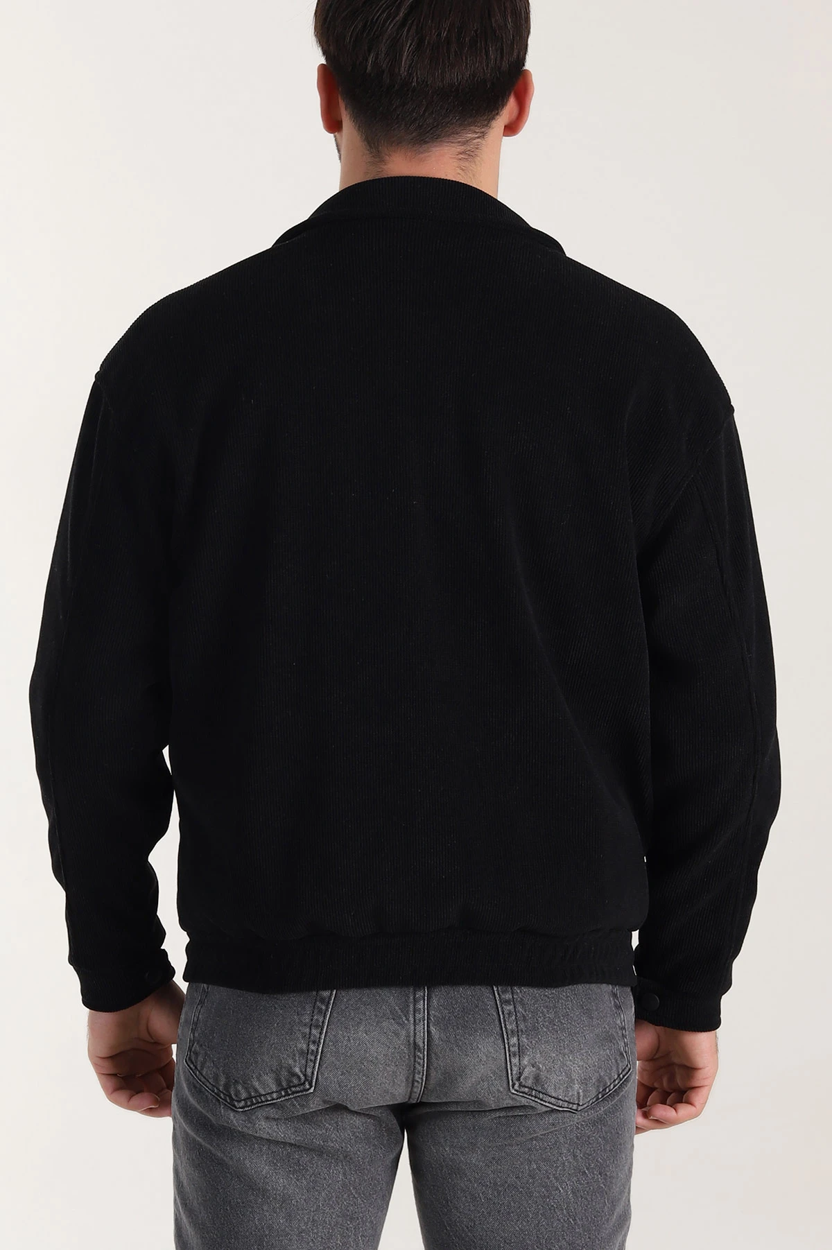 Siyah Relaxed Fit Fitilli Dokulu İçi Astarlı Erkek Mont 409636