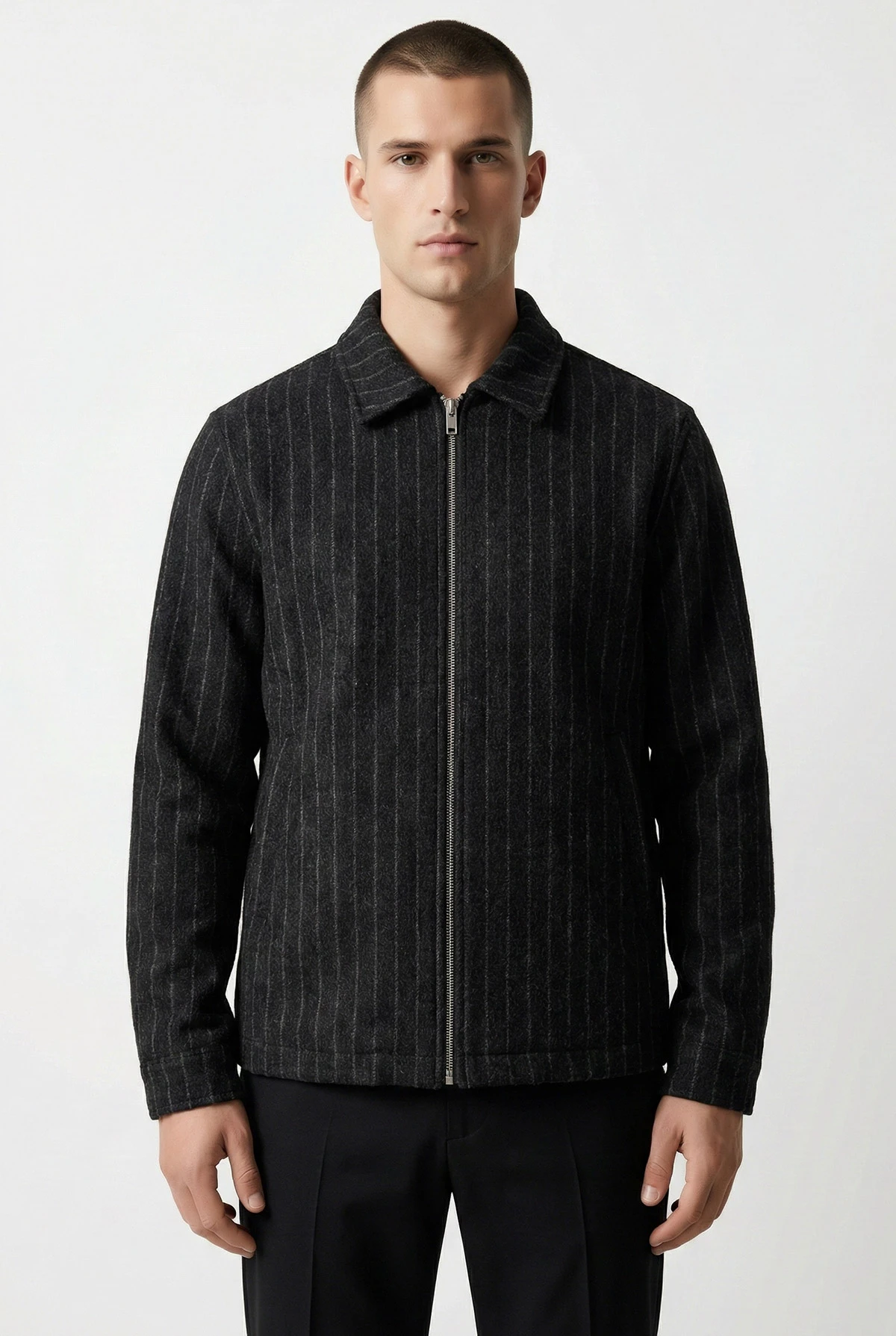 Siyah Relaxed Fit İçi Astarlı Erkek Kaşe Ceket 418927