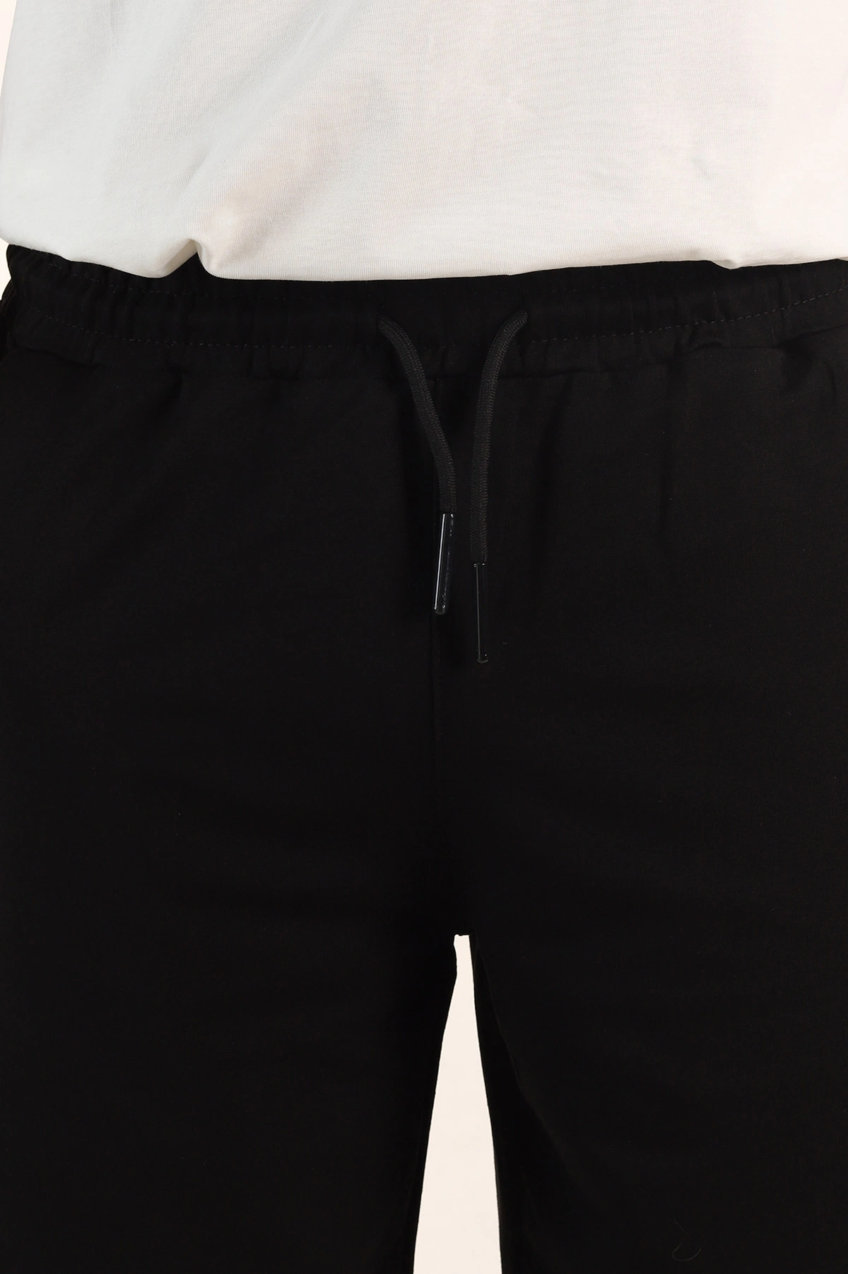 Siyah Relaxed Fit İki İp Şardonsuz Kabartma Baskılı Erkek Şort 382182
