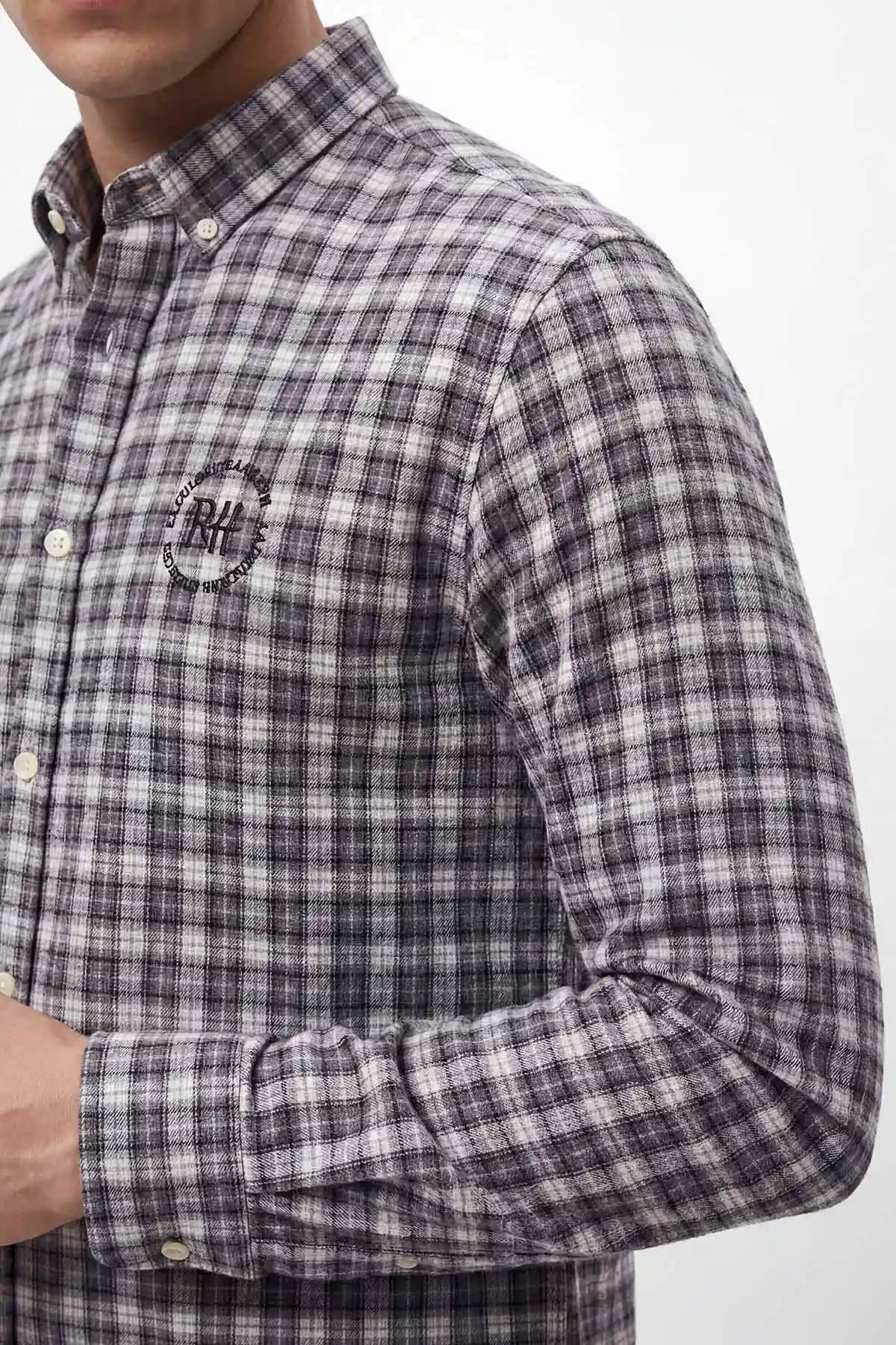 Siyah Relaxed Fit Kare Desen Erkek Gömlek 435774