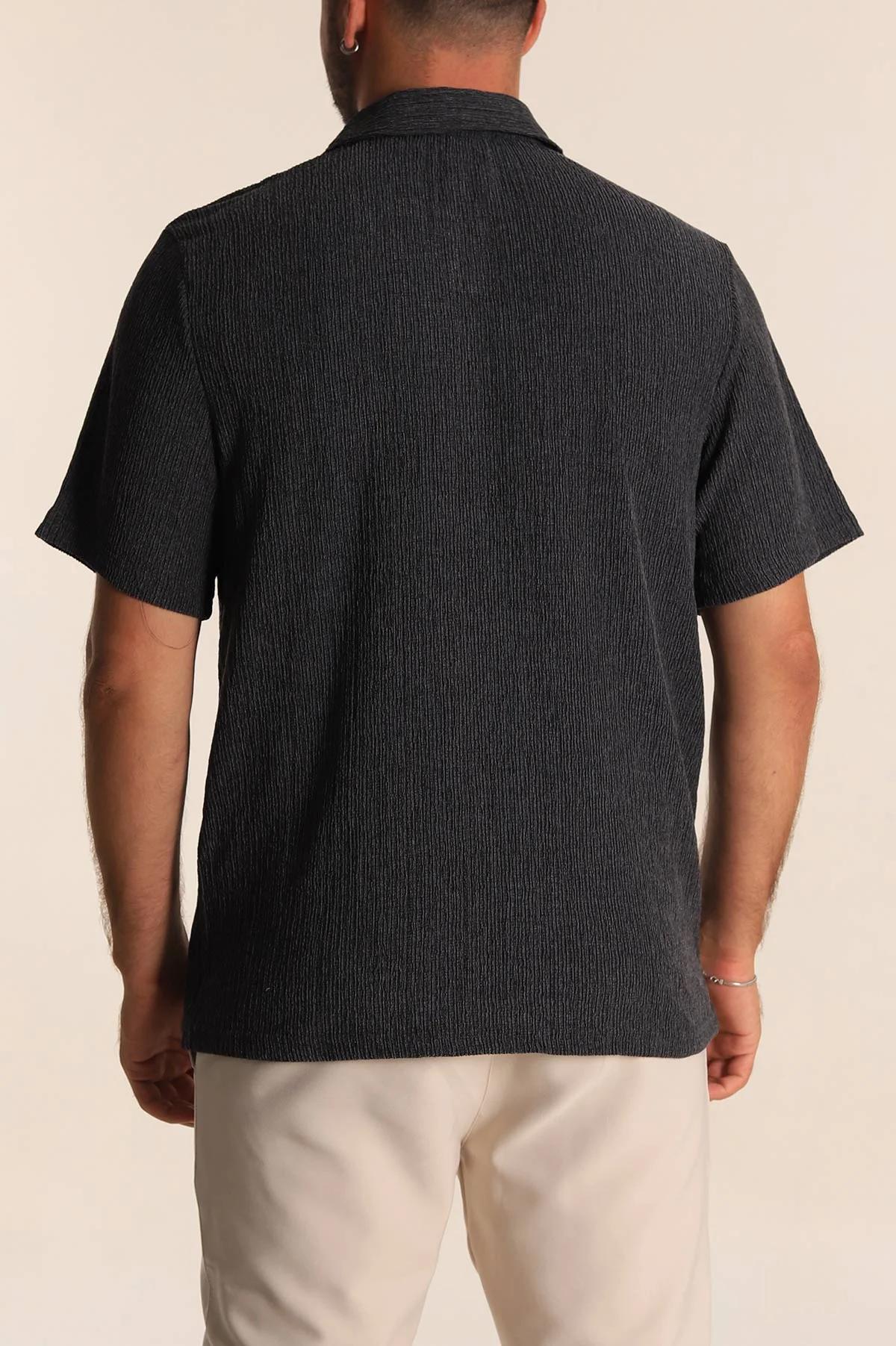Siyah Relaxed Fit Melanjlı Patlı Polo Yaka Erkek Tişört 267625