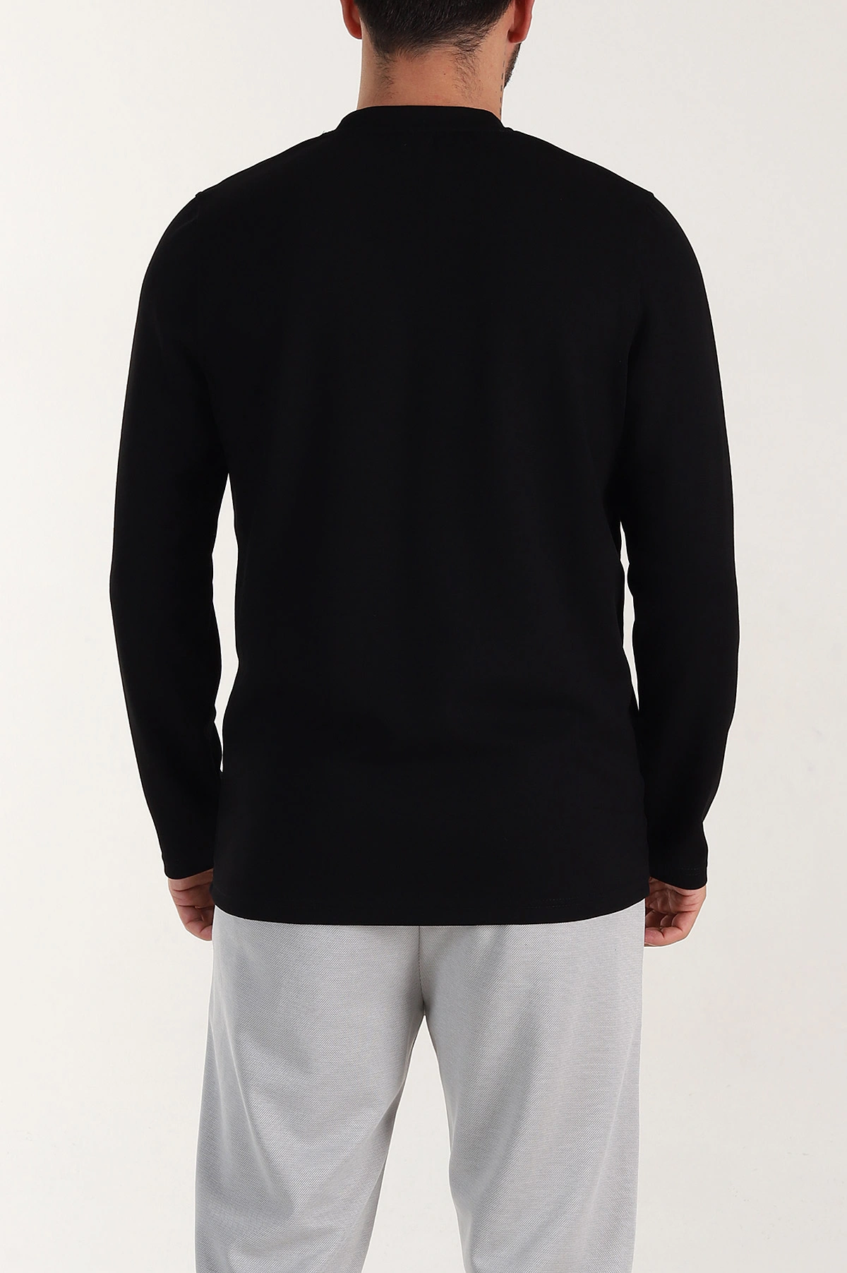 Siyah Relaxed Fit Oysho Kumaş Kabartma Detaylı Erkek Sweatshirt 399526