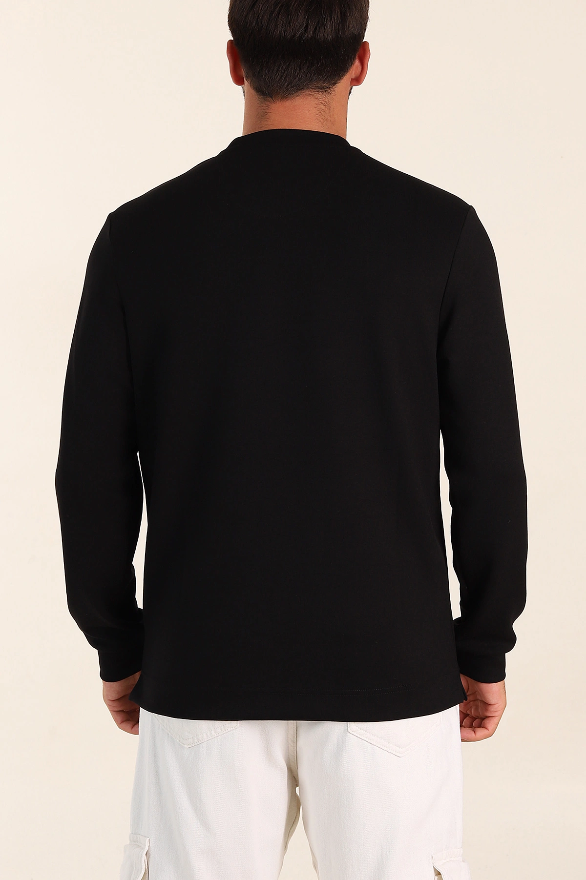 Siyah Relaxed Fit Oysho Kumaş Kabartma Yazılı Erkek Sweatshirt 393291