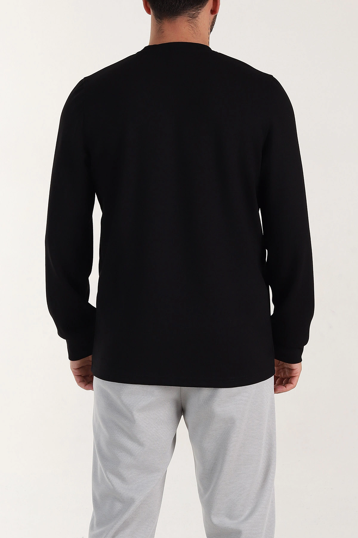 Siyah Relaxed Fit Oysho Kumaş Kabartma Yazılı Erkek Sweatshirt 399529
