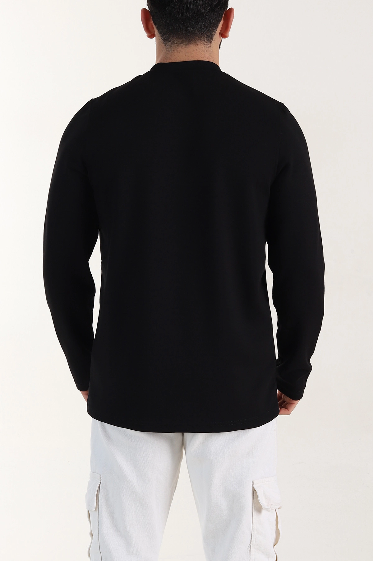 Siyah Relaxed Fit Oysho Kumaş Nakışlı Yazı Detay Erkek Sweatshirt 399387
