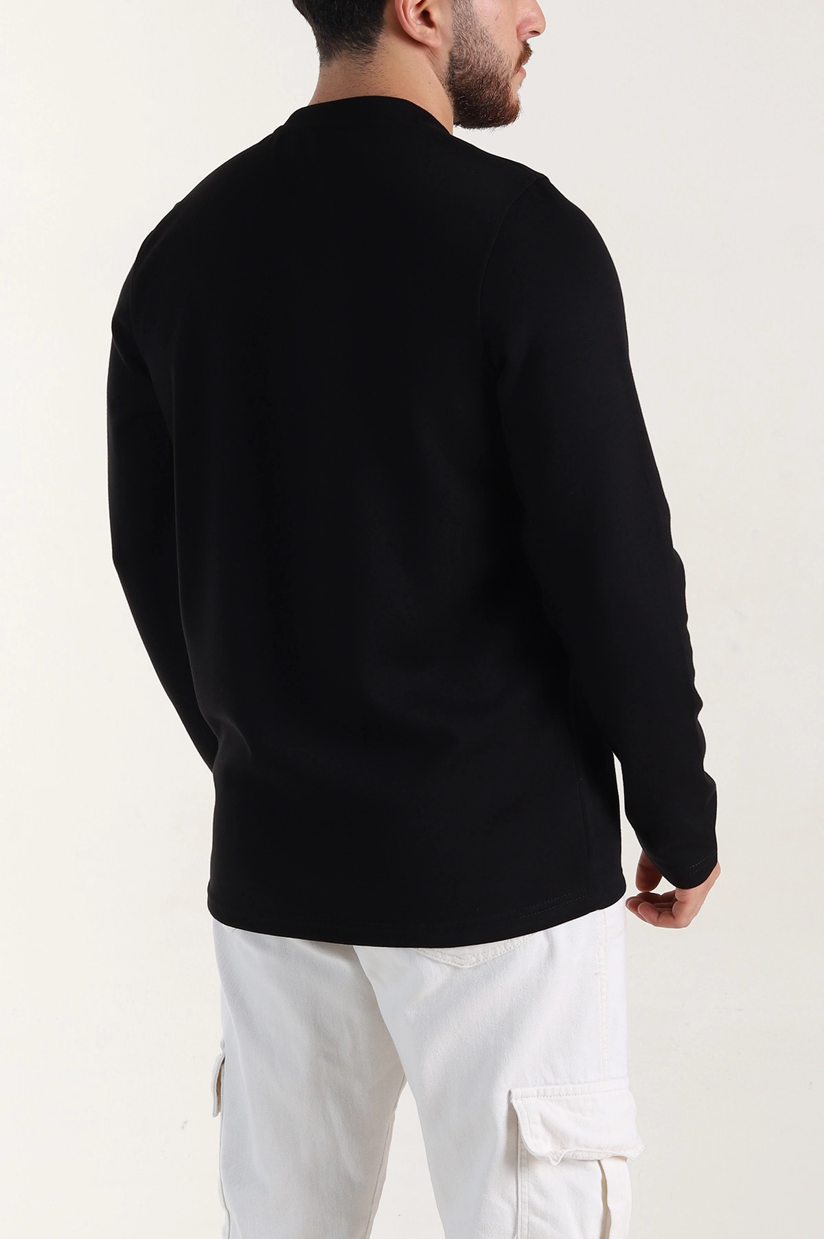 Siyah Relaxed Fit Oysho Kumaş Nakışlı Yazı Detay Erkek Sweatshirt 399393