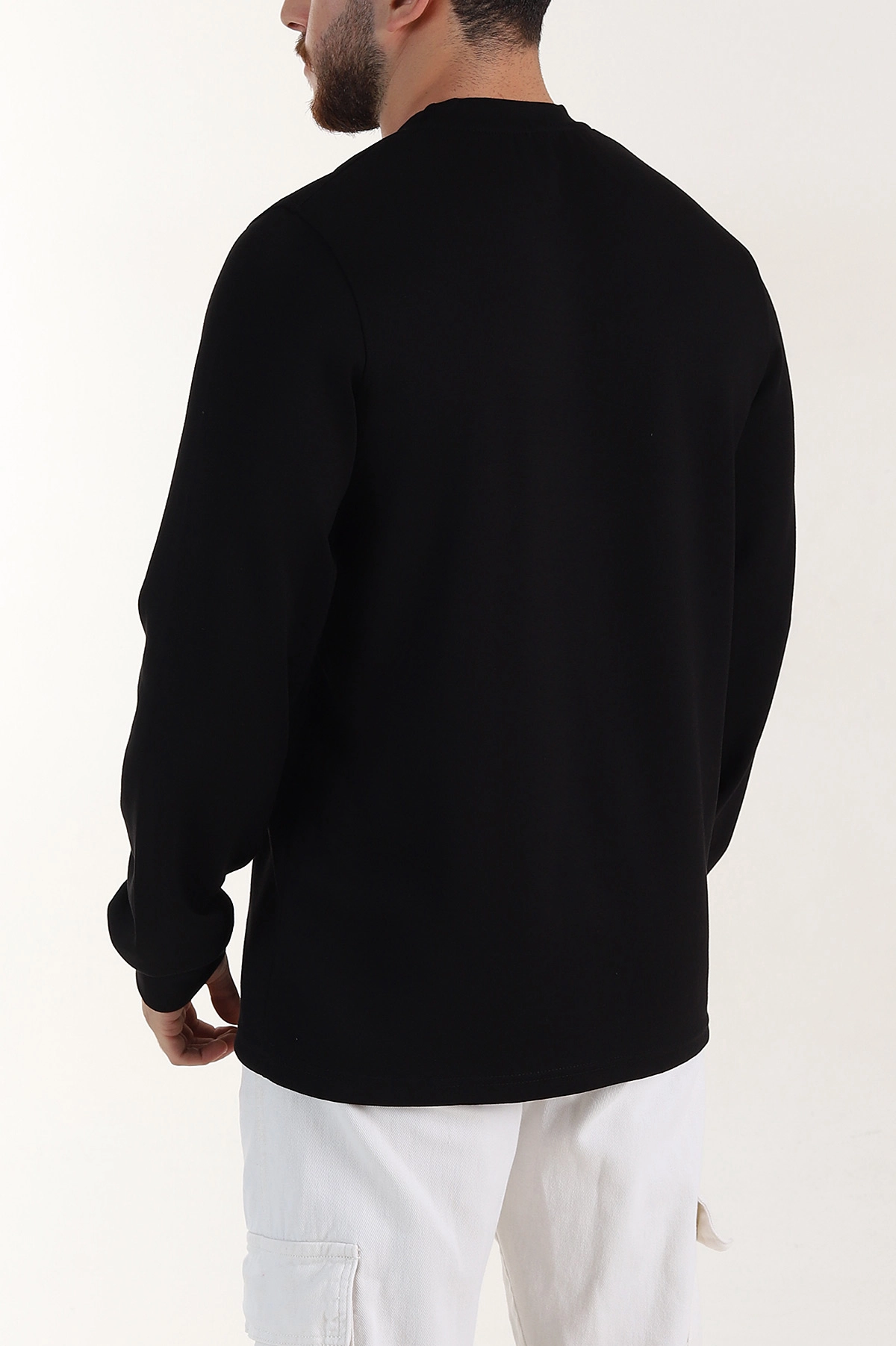 Siyah Relaxed Fit Oysho Kumaş Yazı Detaylı Erkek Sweatshirt 399461