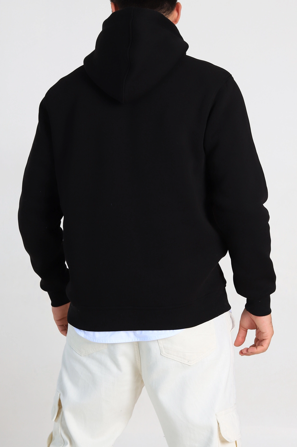 Siyah Relaxed Fit Üç İp Şardonlu Kabartma Detaylı Erkek Sweatshirt 311121