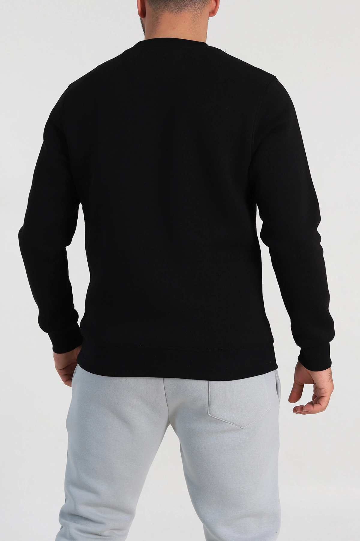 Siyah Relaxed Fit Üç İp Şardonlu Yazı Detaylı Erkek Sweatshirt 310484