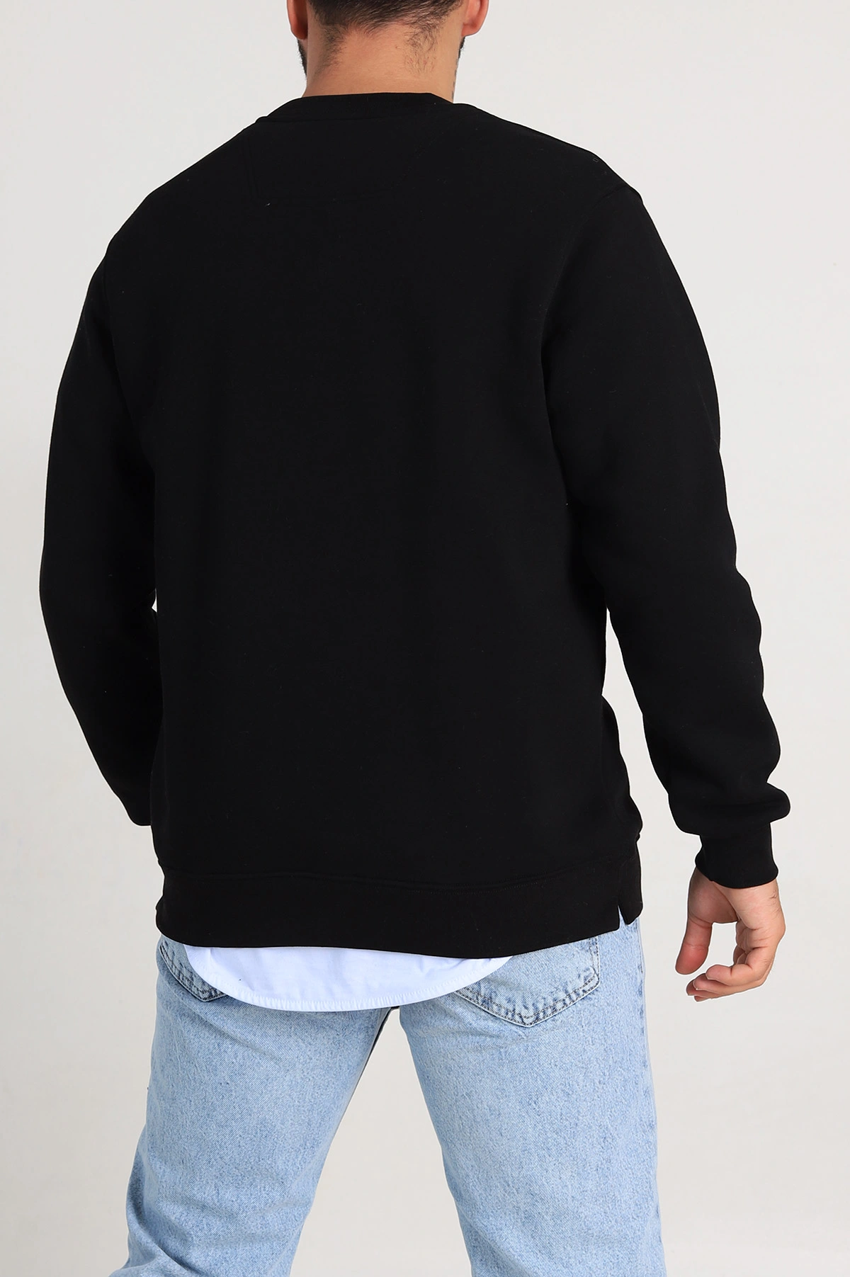 Siyah Relaxed Üç İp Şardonlu Baskı Detaylı Erkek Sweatshirt 311189