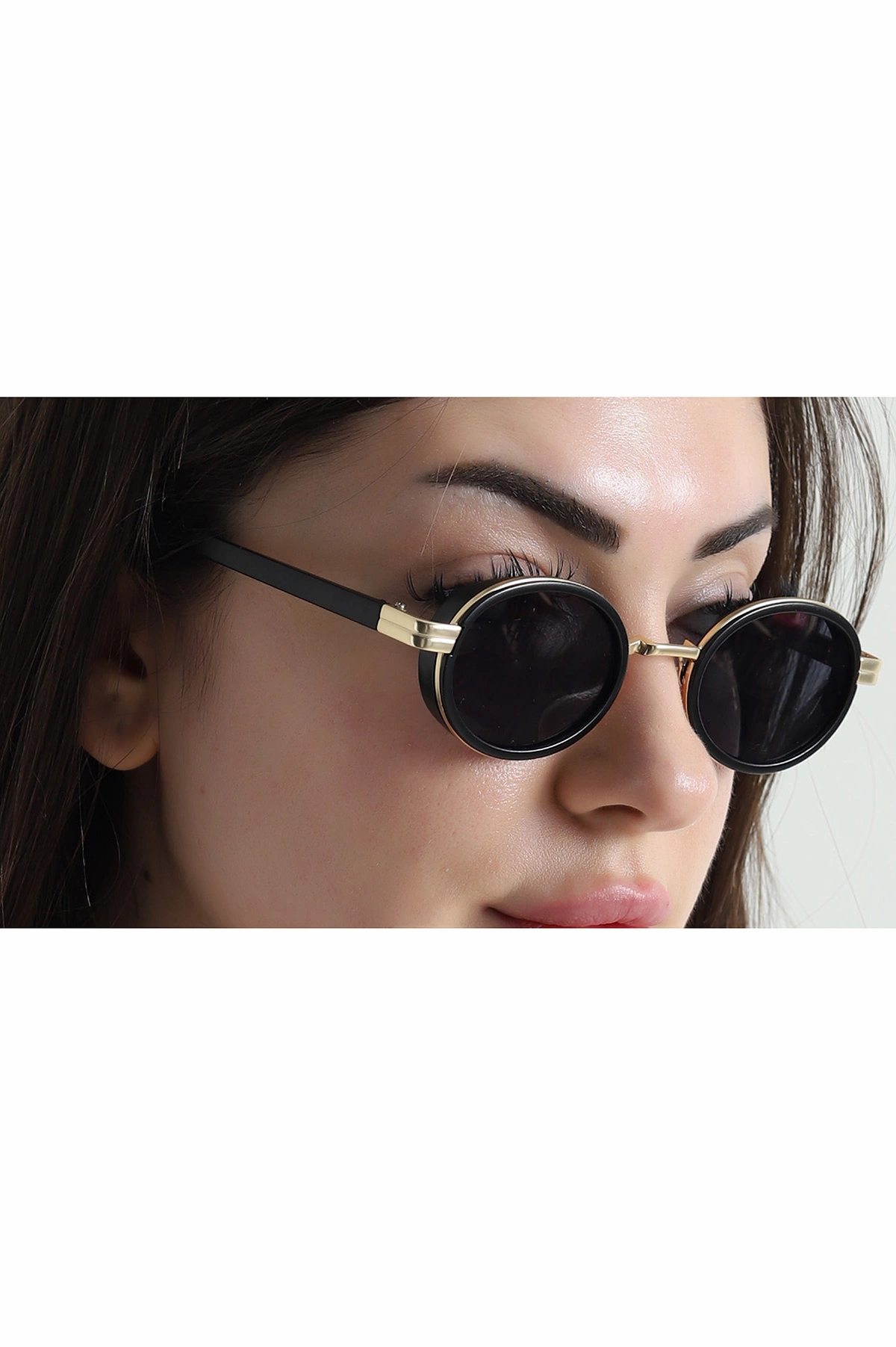 Siyah Retro Tasarım Altın Kaplama Kadın Güneş Gözlüğü (Kutulu) 454150