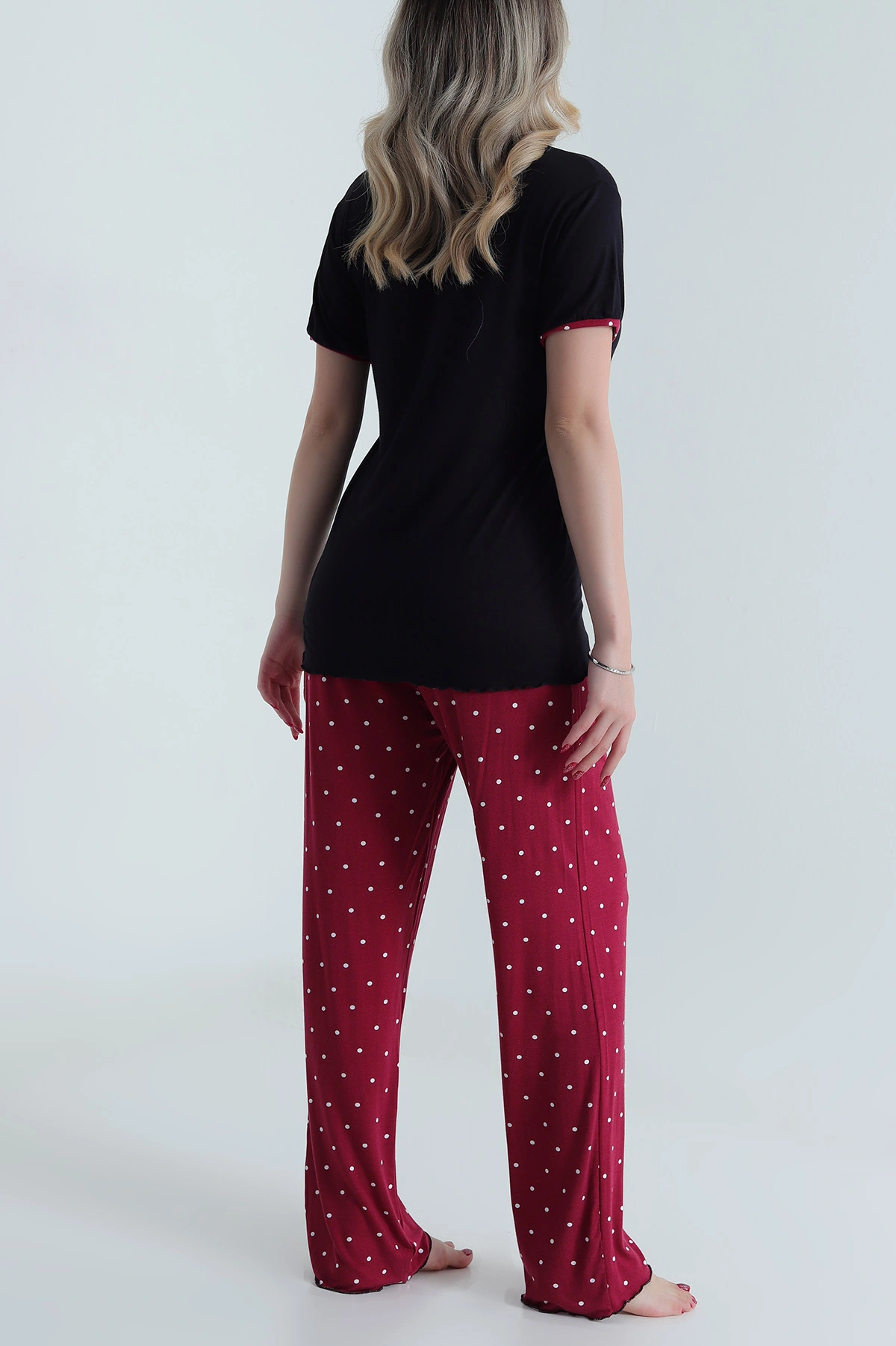 Siyah Ring Viskon Kadın Pijama Takımı 479545