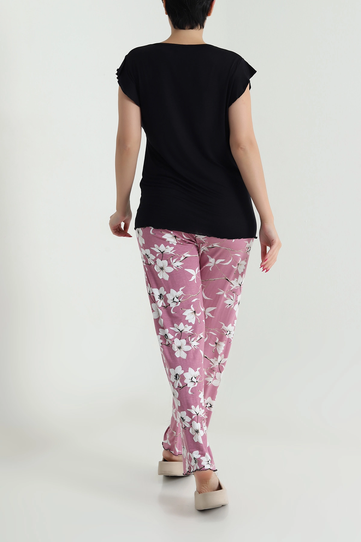 Siyah Ring Viskon Kadın Pijama Takımı 479586