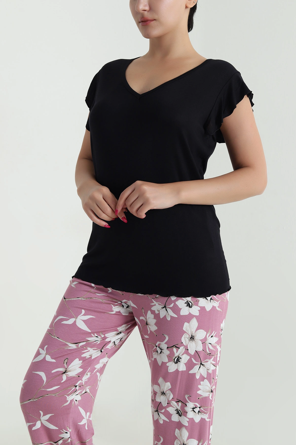 Siyah Ring Viskon Kadın Pijama Takımı 479586