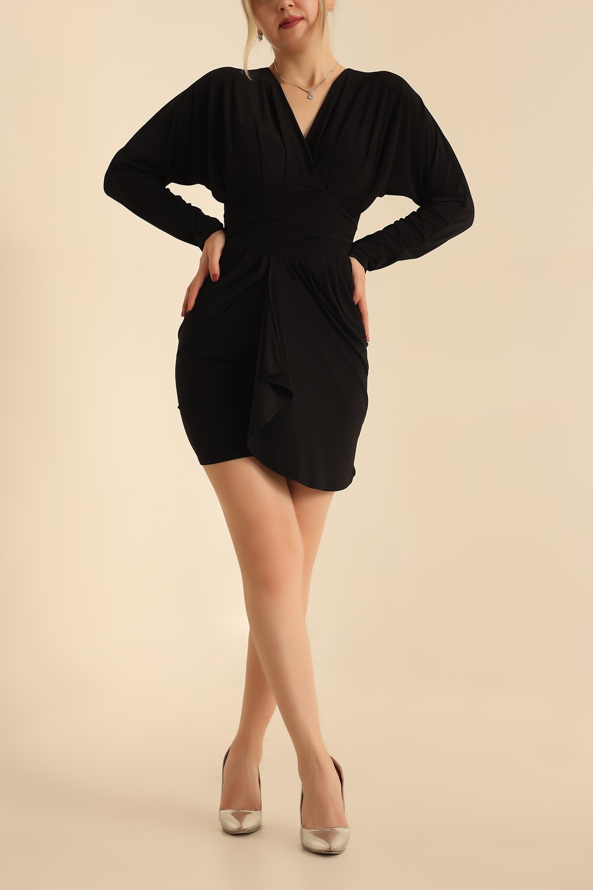Siyah Sandy Kumaş Elbise 218705