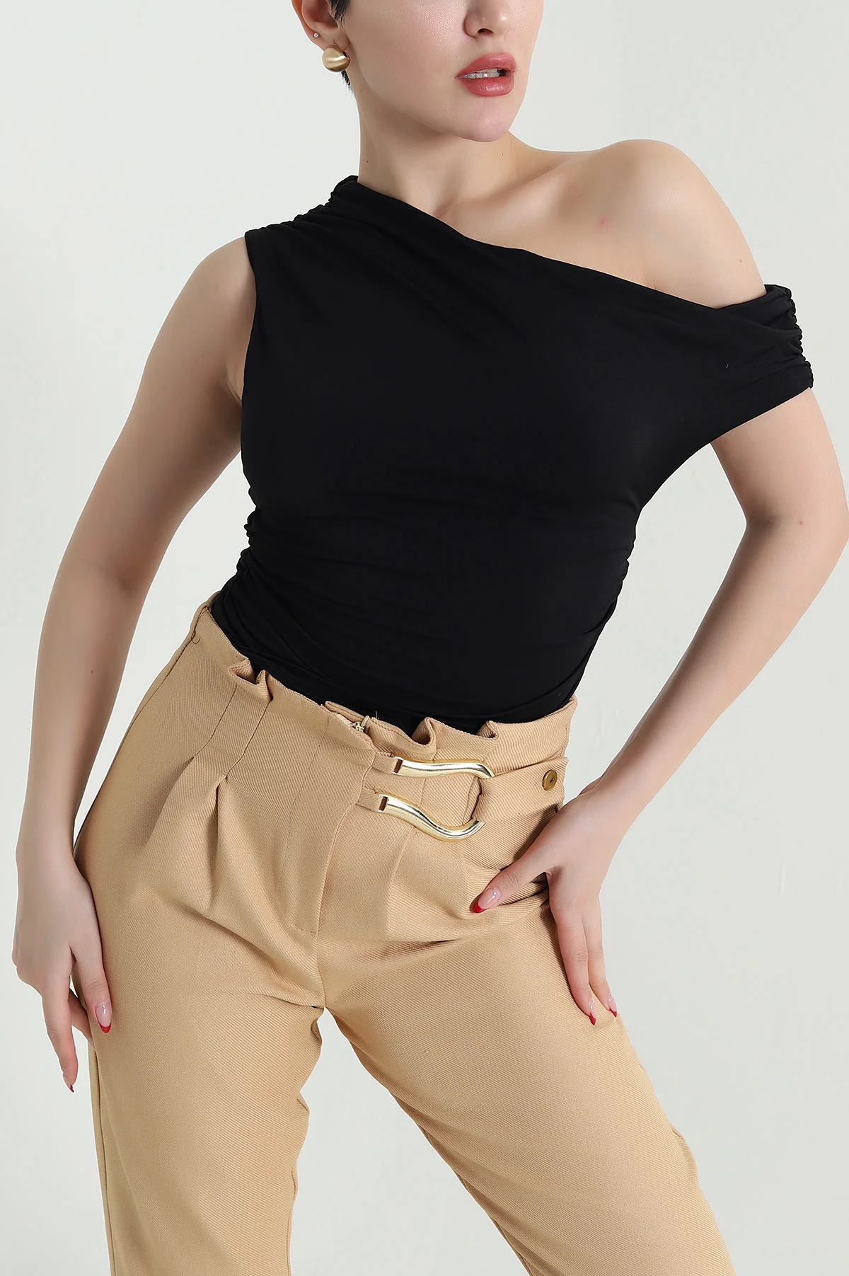 Siyah Sandy Kumaş Kadın Bluz 437777