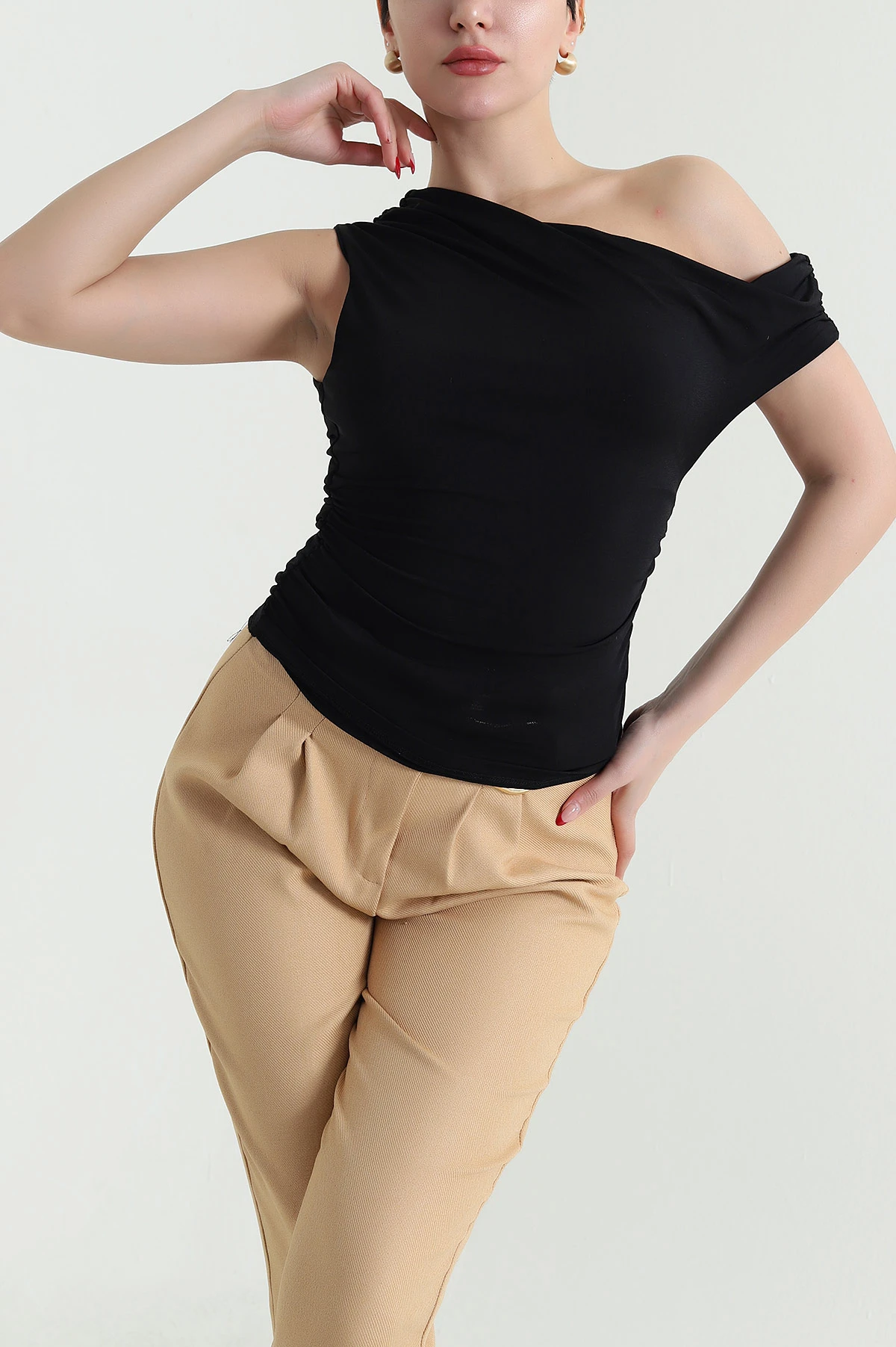 Siyah Sandy Kumaş Kadın Bluz 437777