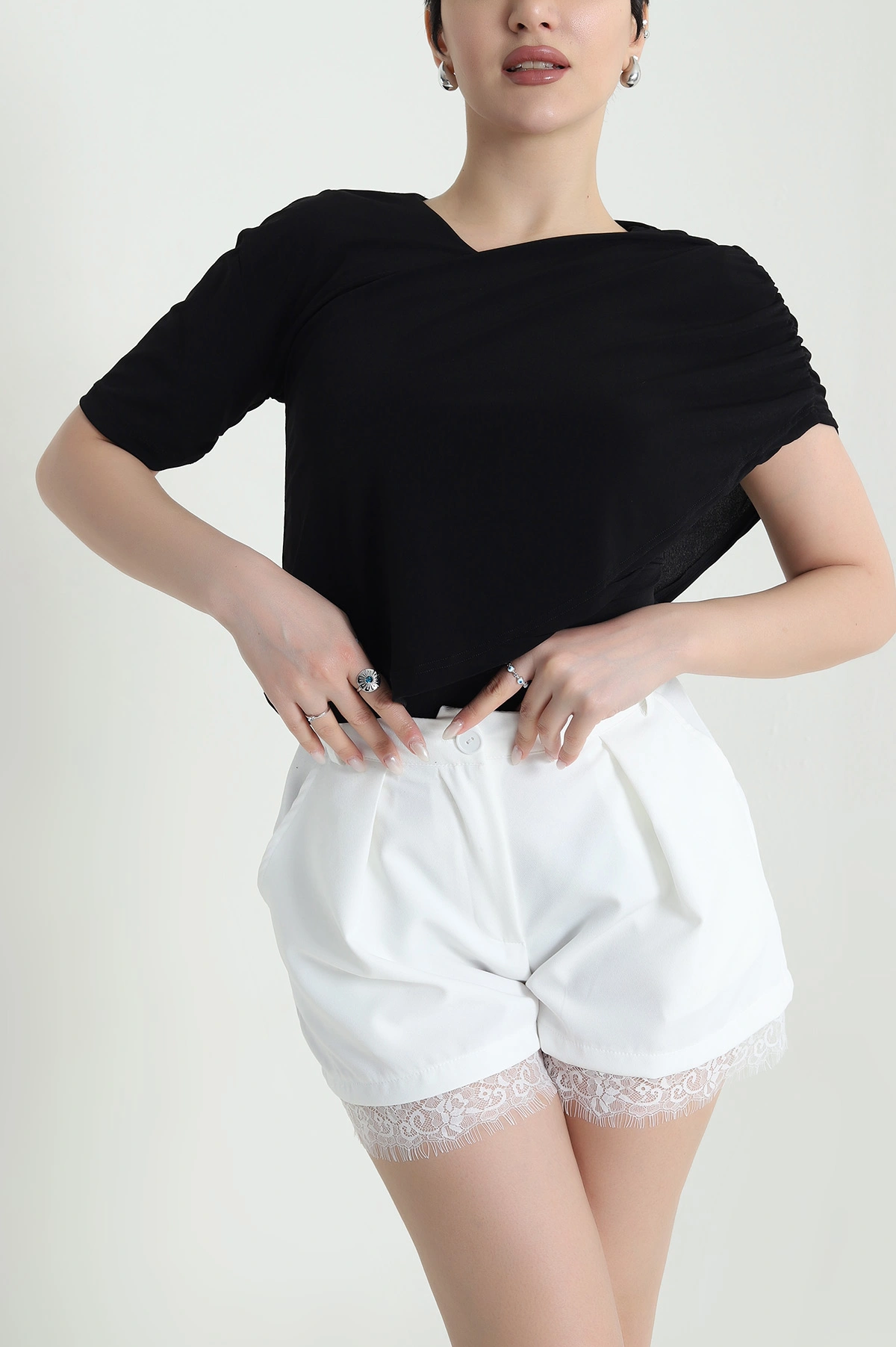 Siyah Sandy Kumaş Kadın Bluz 448417
