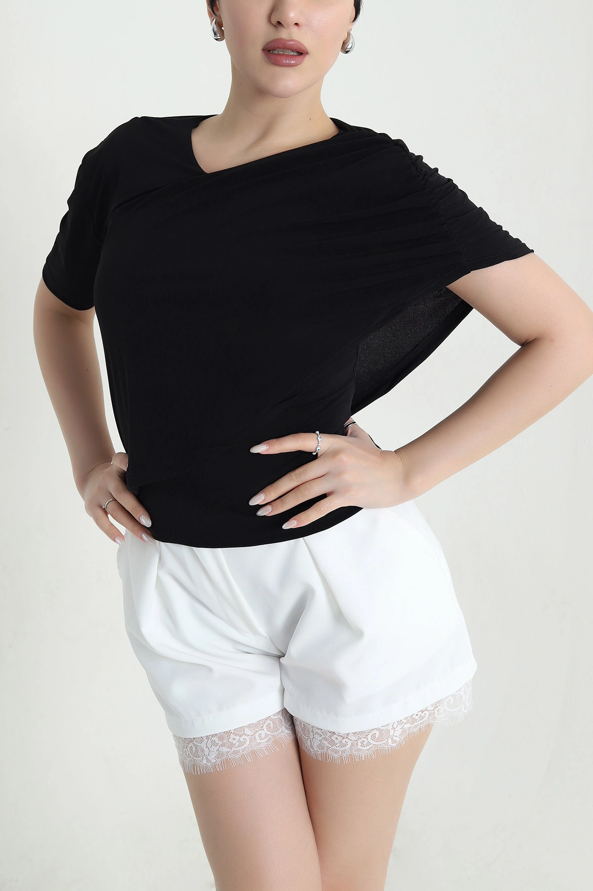 Siyah Sandy Kumaş Kadın Bluz 448417