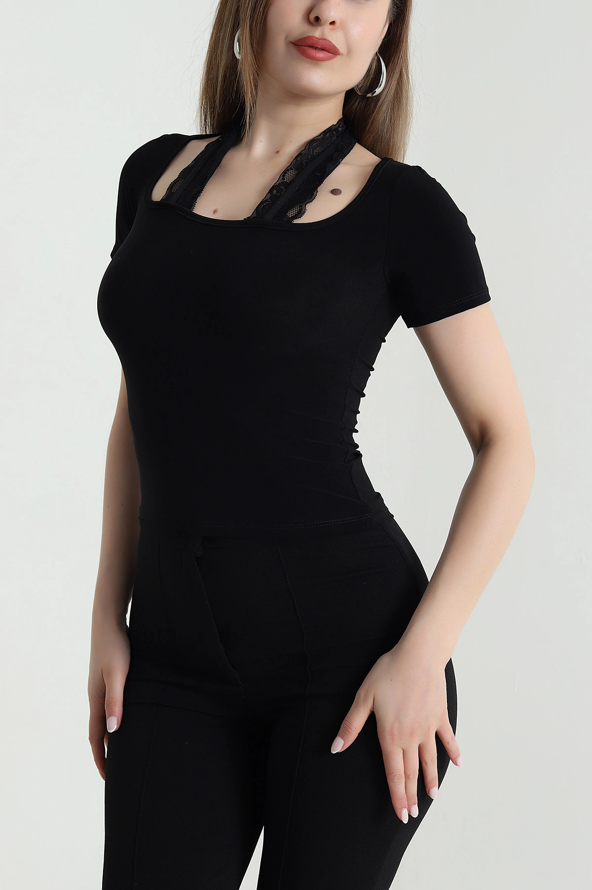 Siyah Sandy Kumaş Kadın Bluz 471327