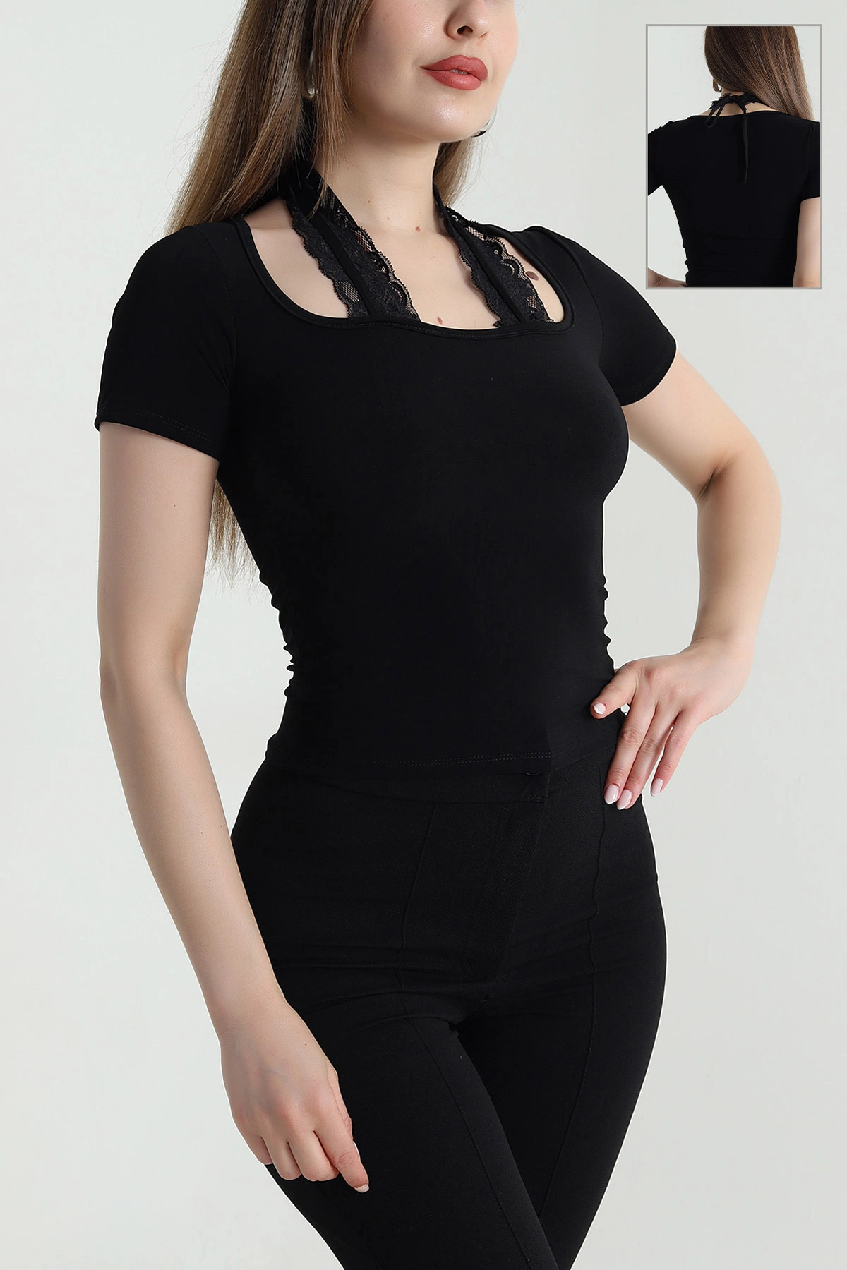 Siyah Sandy Kumaş Kadın Bluz 471327