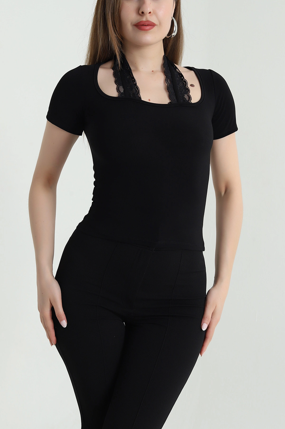 Siyah Sandy Kumaş Kadın Bluz 471327